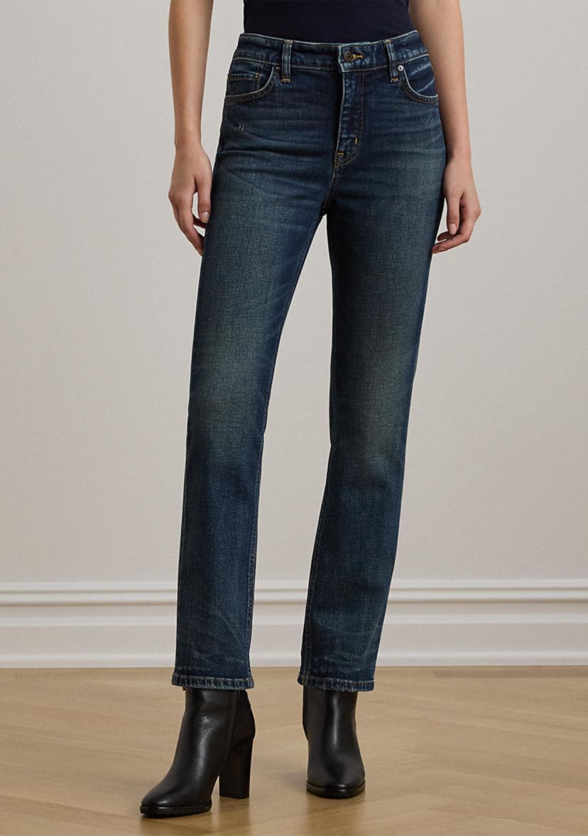 High-Rise Straight Ankle Jeans 