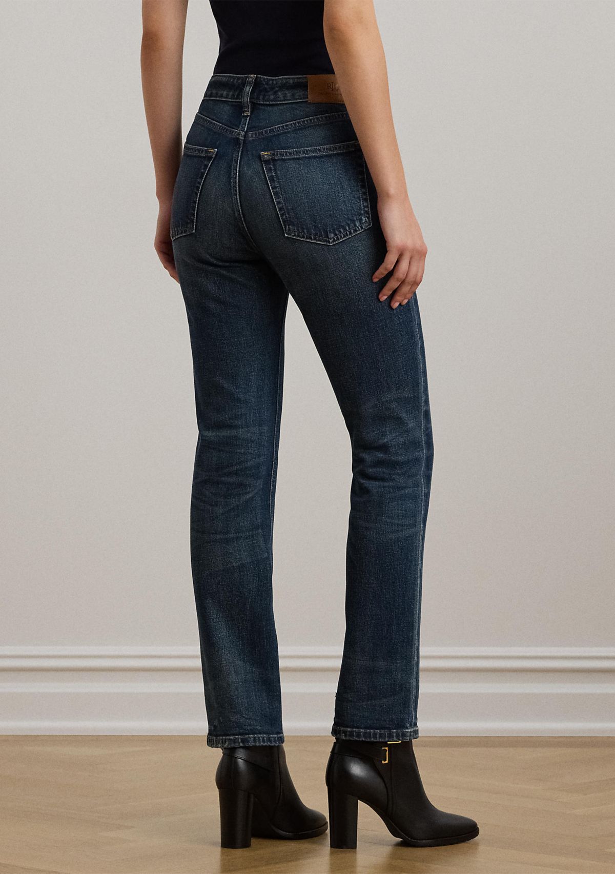 High-Rise Straight Ankle Jeans 