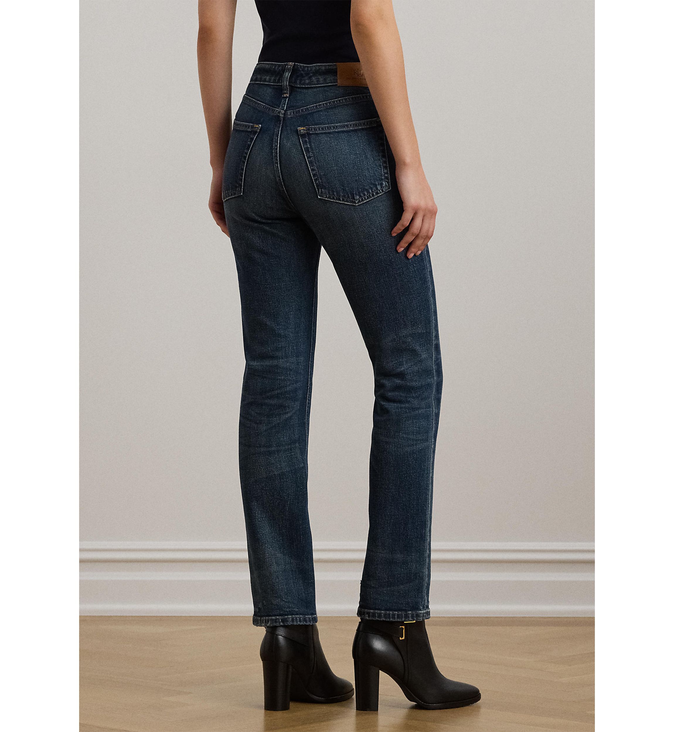 High-Rise Straight Ankle Jeans 