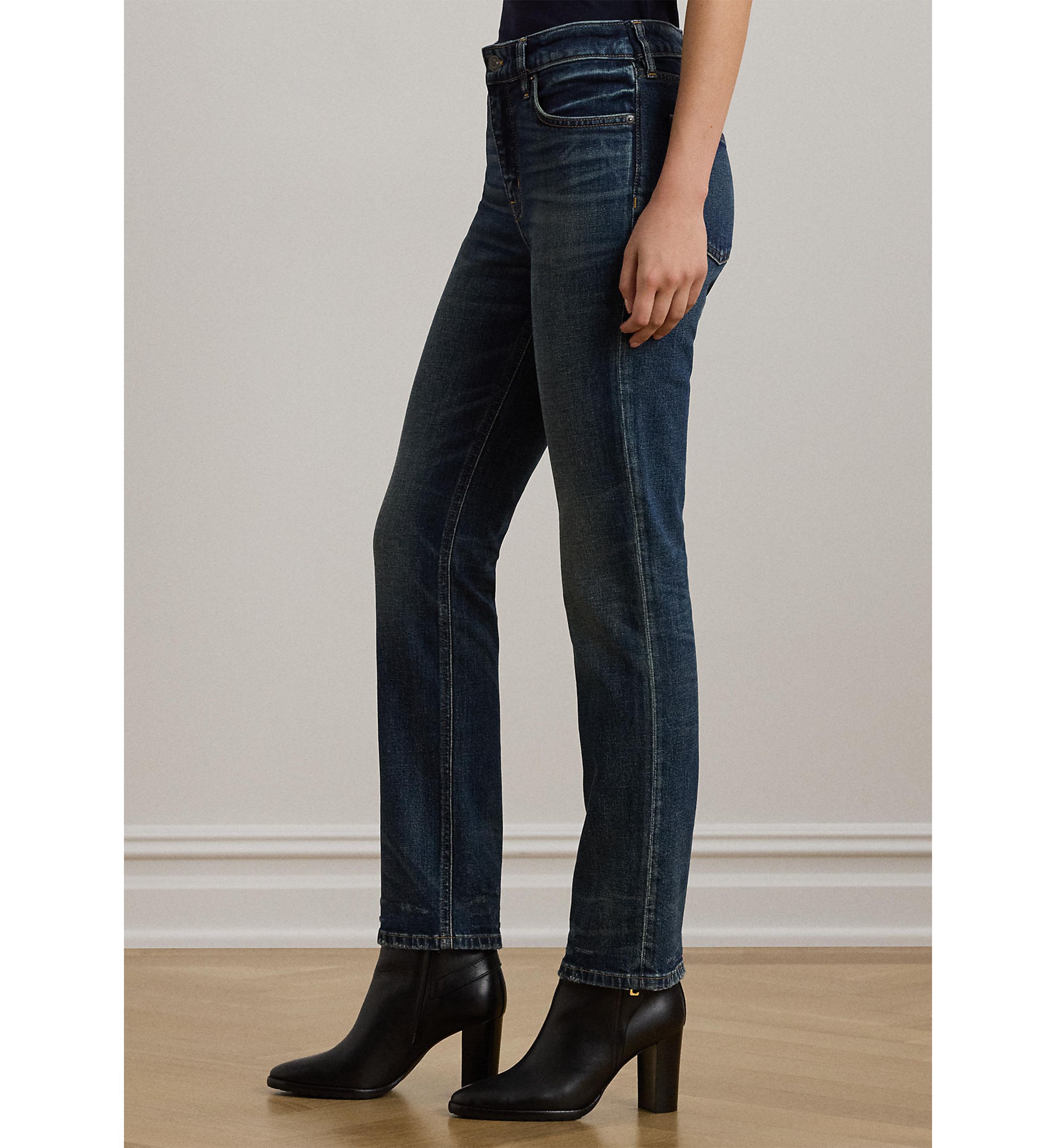 High-Rise Straight Ankle Jeans 