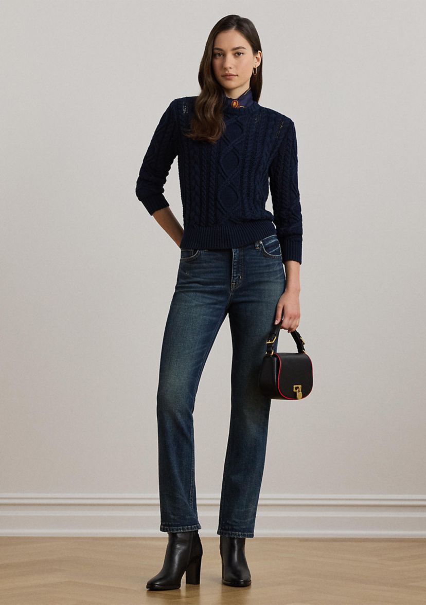 High-Rise Straight Ankle Jeans 