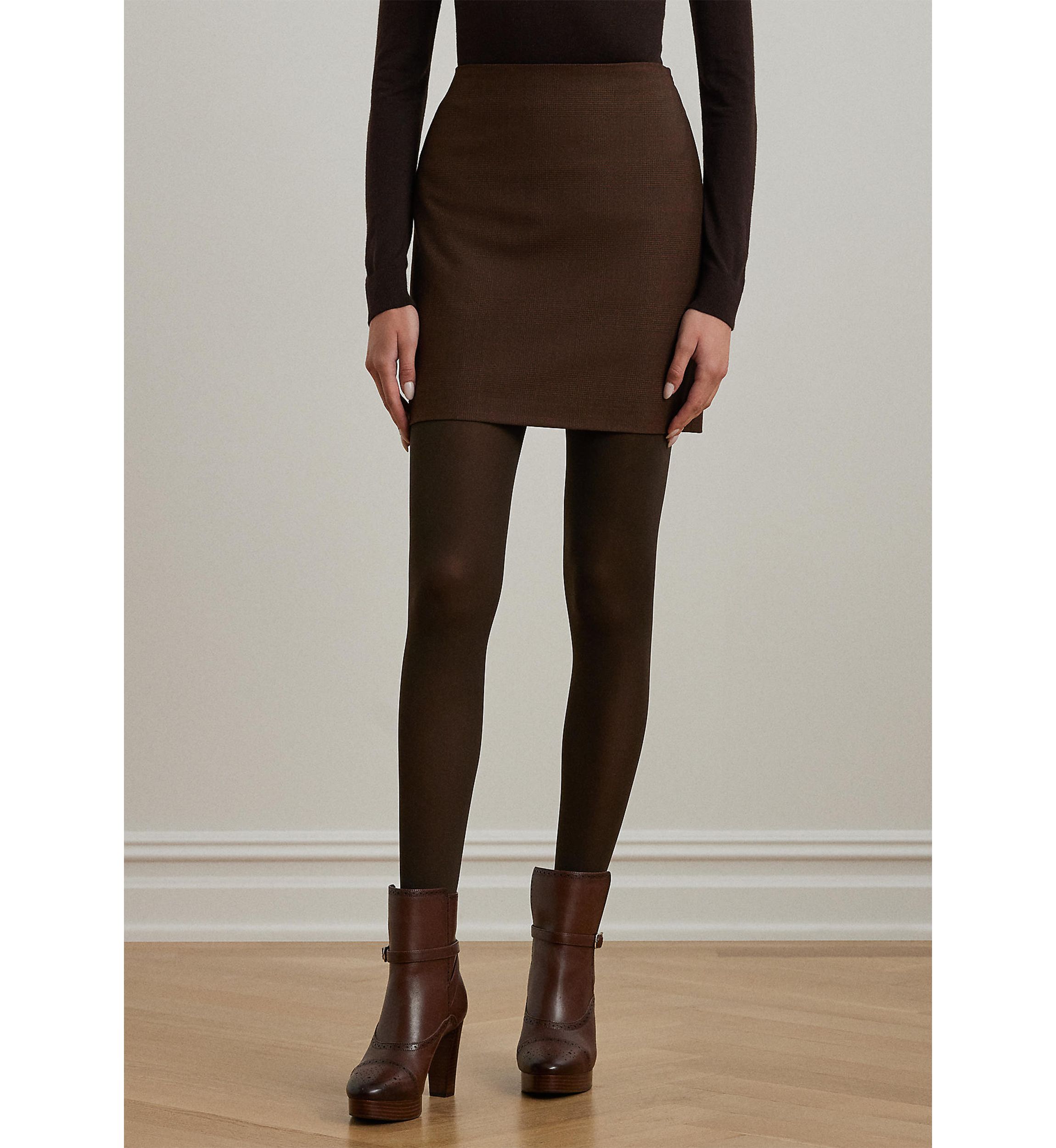 Glen Plaid Wool-Blend Pencil Mini Skirt