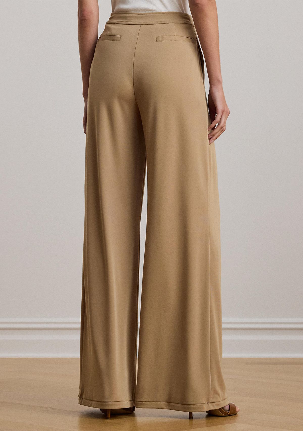 Pleated Stretch Jersey Wide-Leg Pants