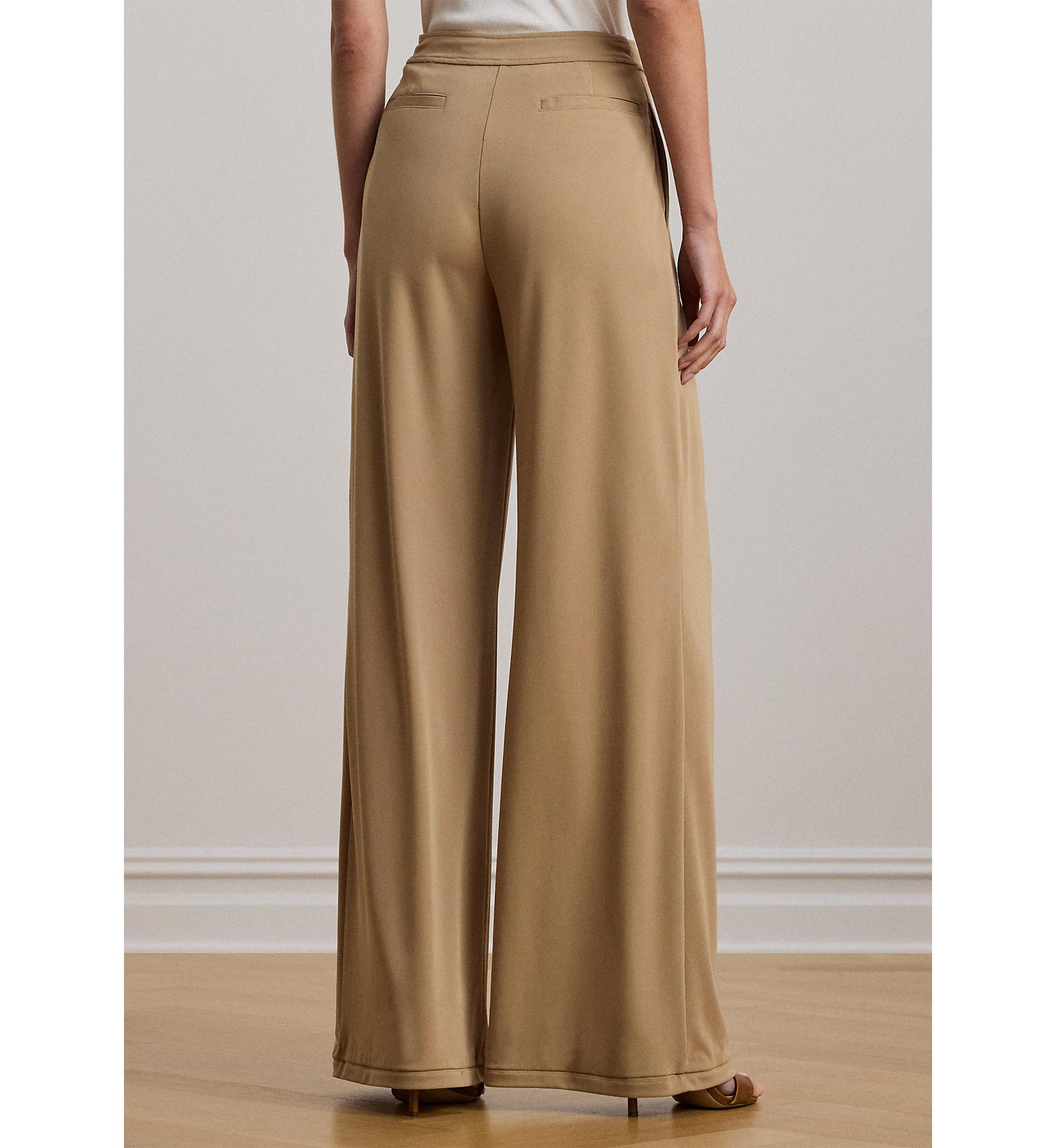 Pleated Stretch Jersey Wide-Leg Pants