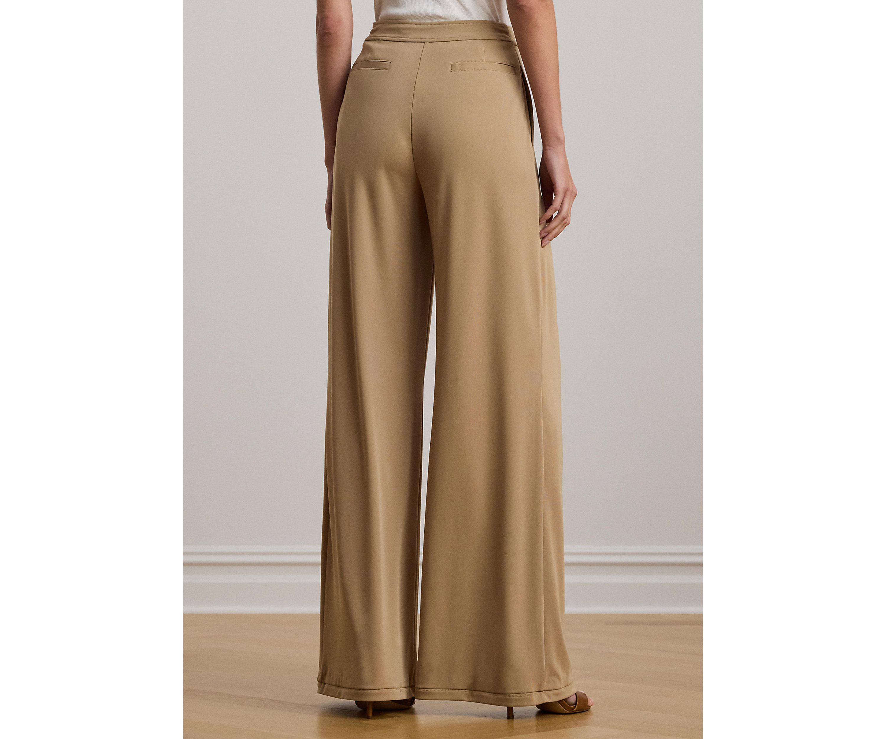 Pleated Stretch Jersey Wide-Leg Pants