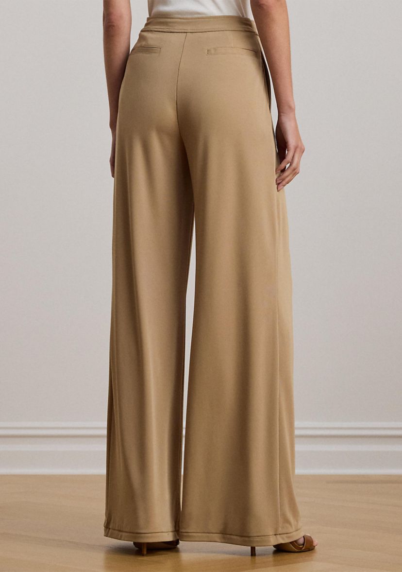 Pleated Stretch Jersey Wide-Leg Pants