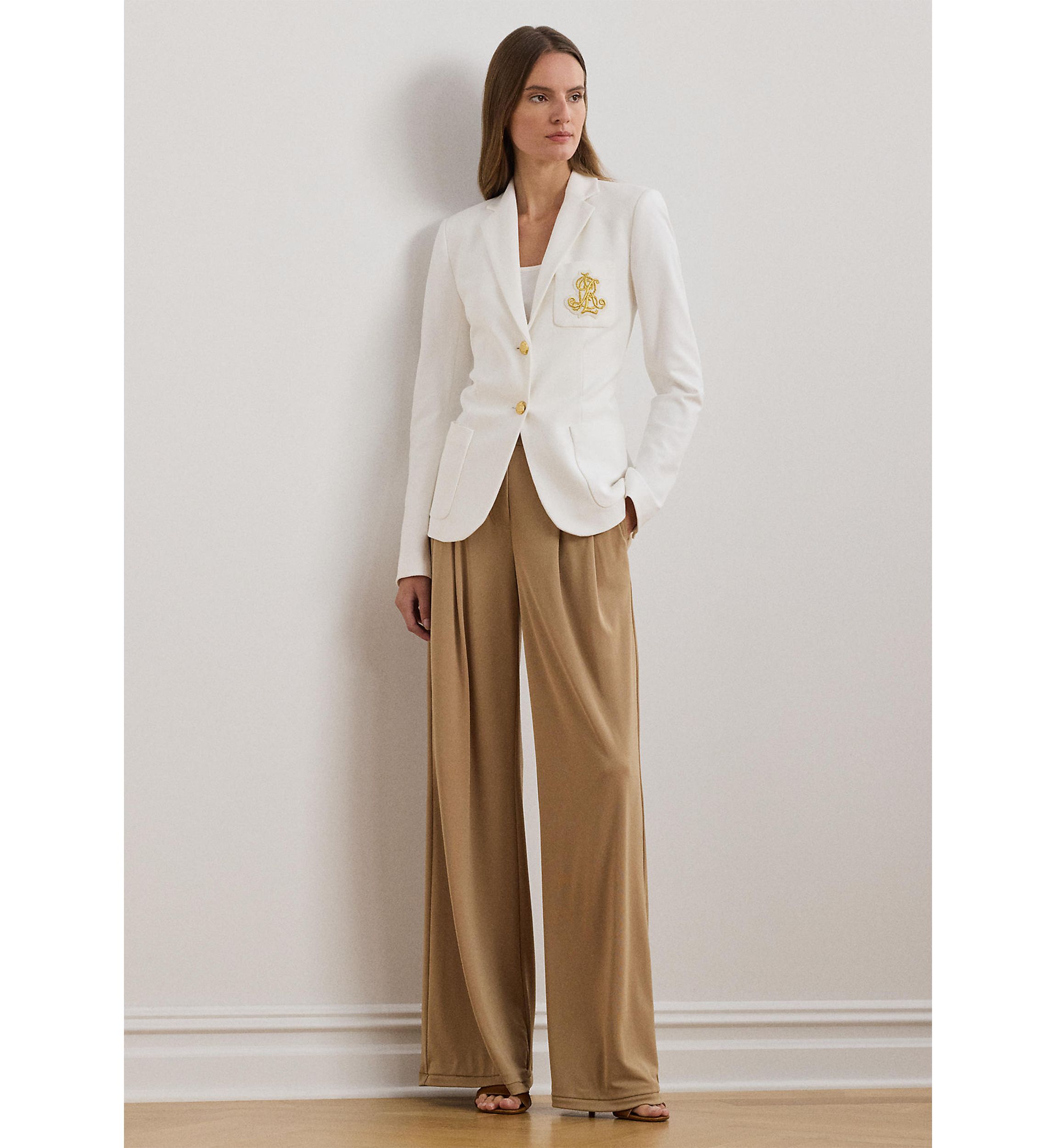 Pleated Stretch Jersey Wide-Leg Pants