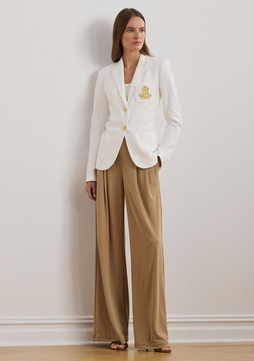 Pleated Stretch Jersey Wide-Leg Pants
