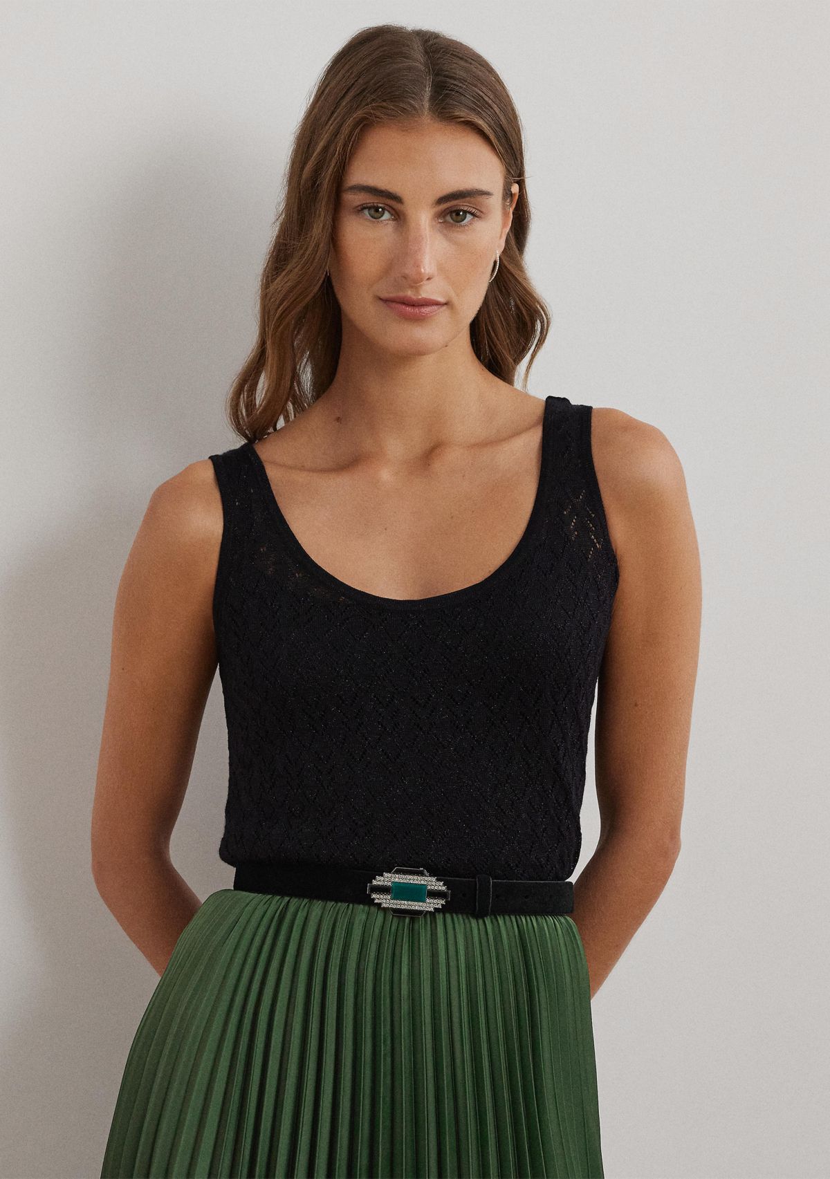 Pointelle Knit Sleeveless Sweater
