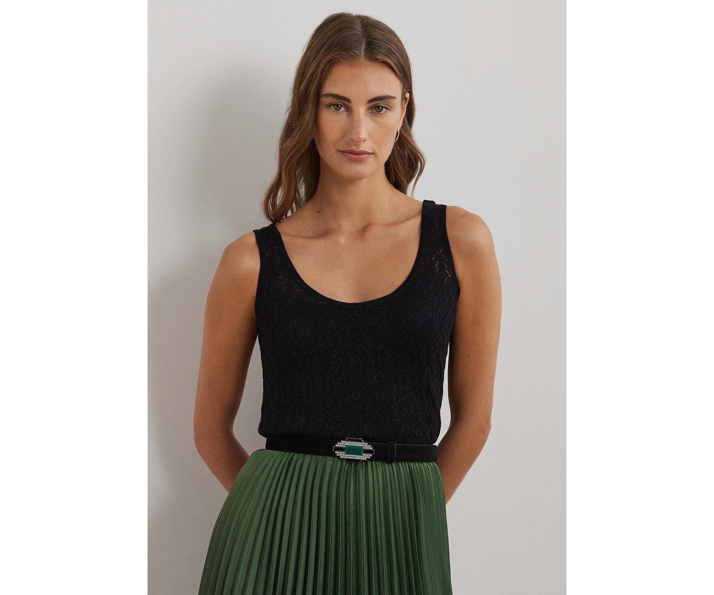 Pointelle Knit Sleeveless Sweater