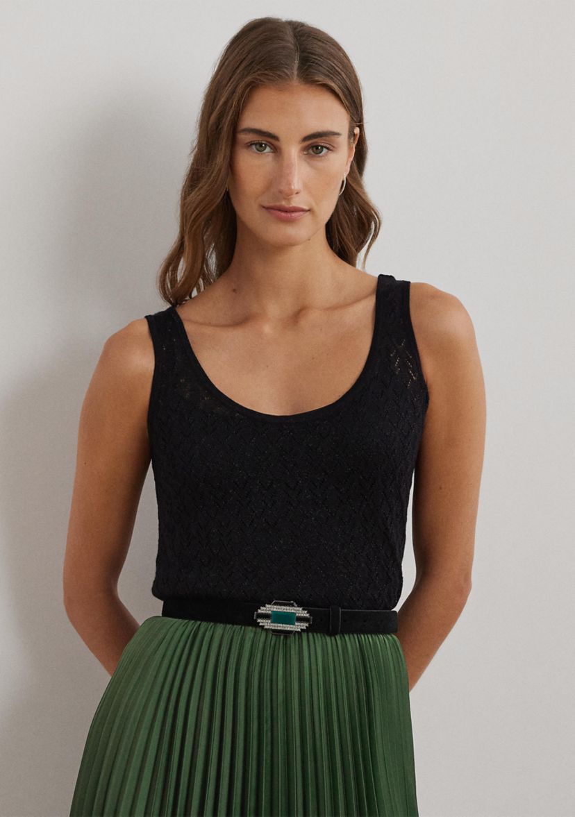 Pointelle Knit Sleeveless Sweater