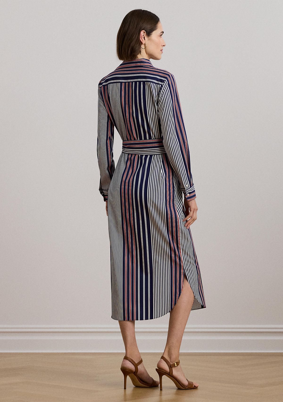 Womens Striped Cotton Broadcloth Shirtdress