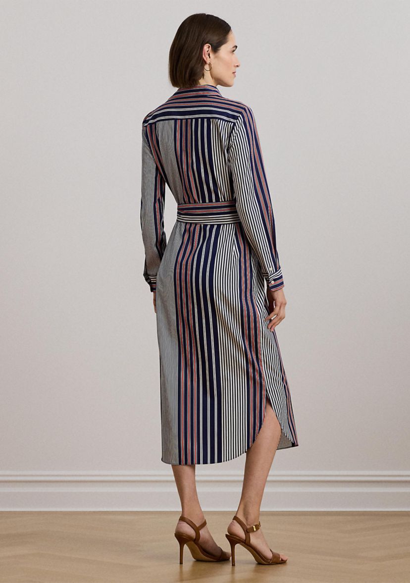 Womens Striped Cotton Broadcloth Shirtdress