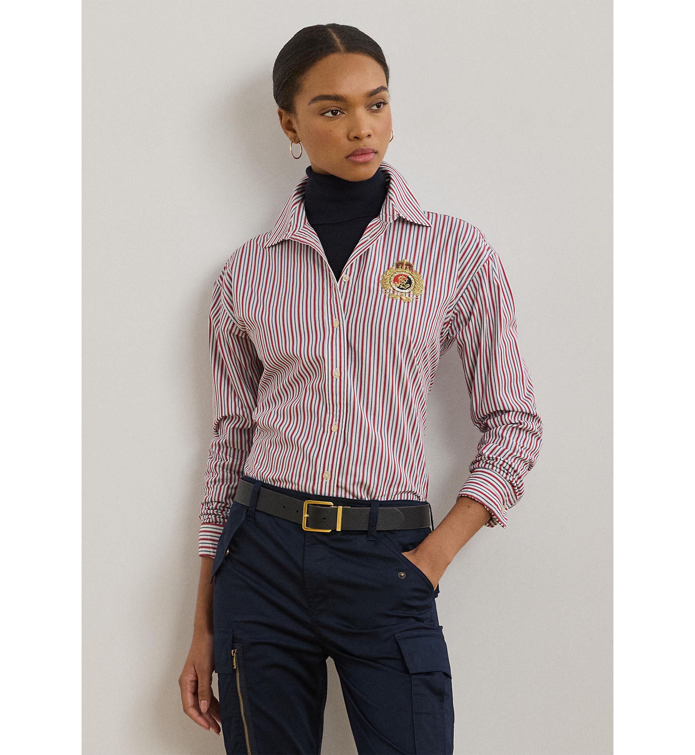 Womens Relaxed Fit Striped Broadcloth Shirt