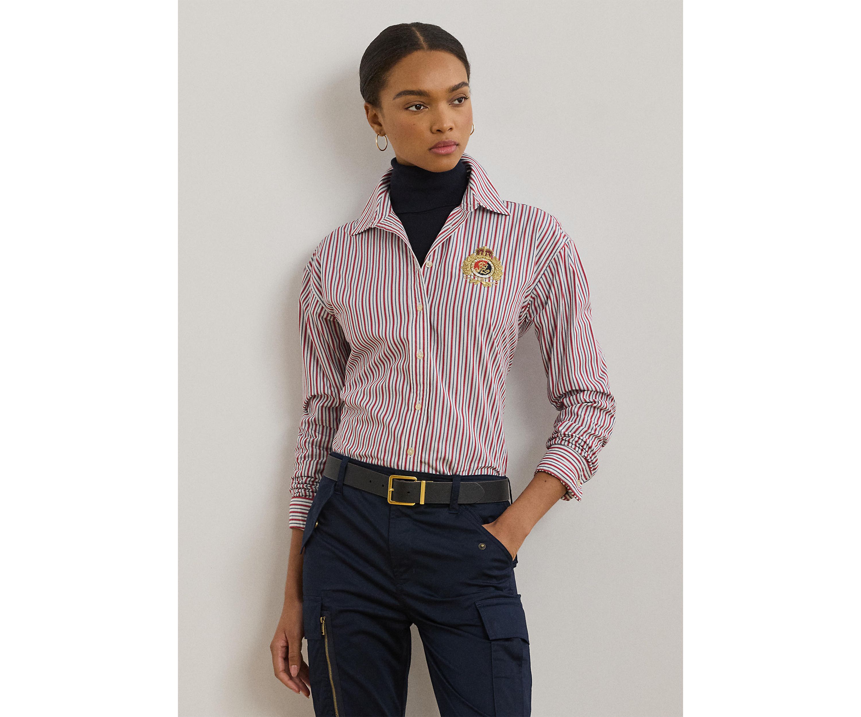 Womens Relaxed Fit Striped Broadcloth Shirt