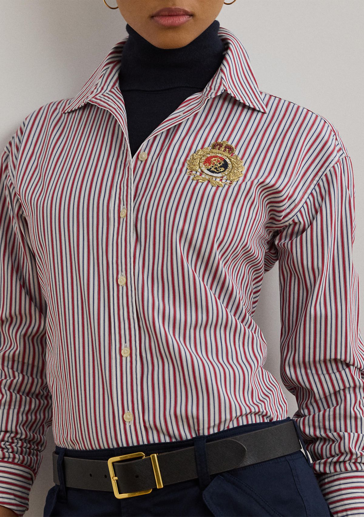 Womens Relaxed Fit Striped Broadcloth Shirt