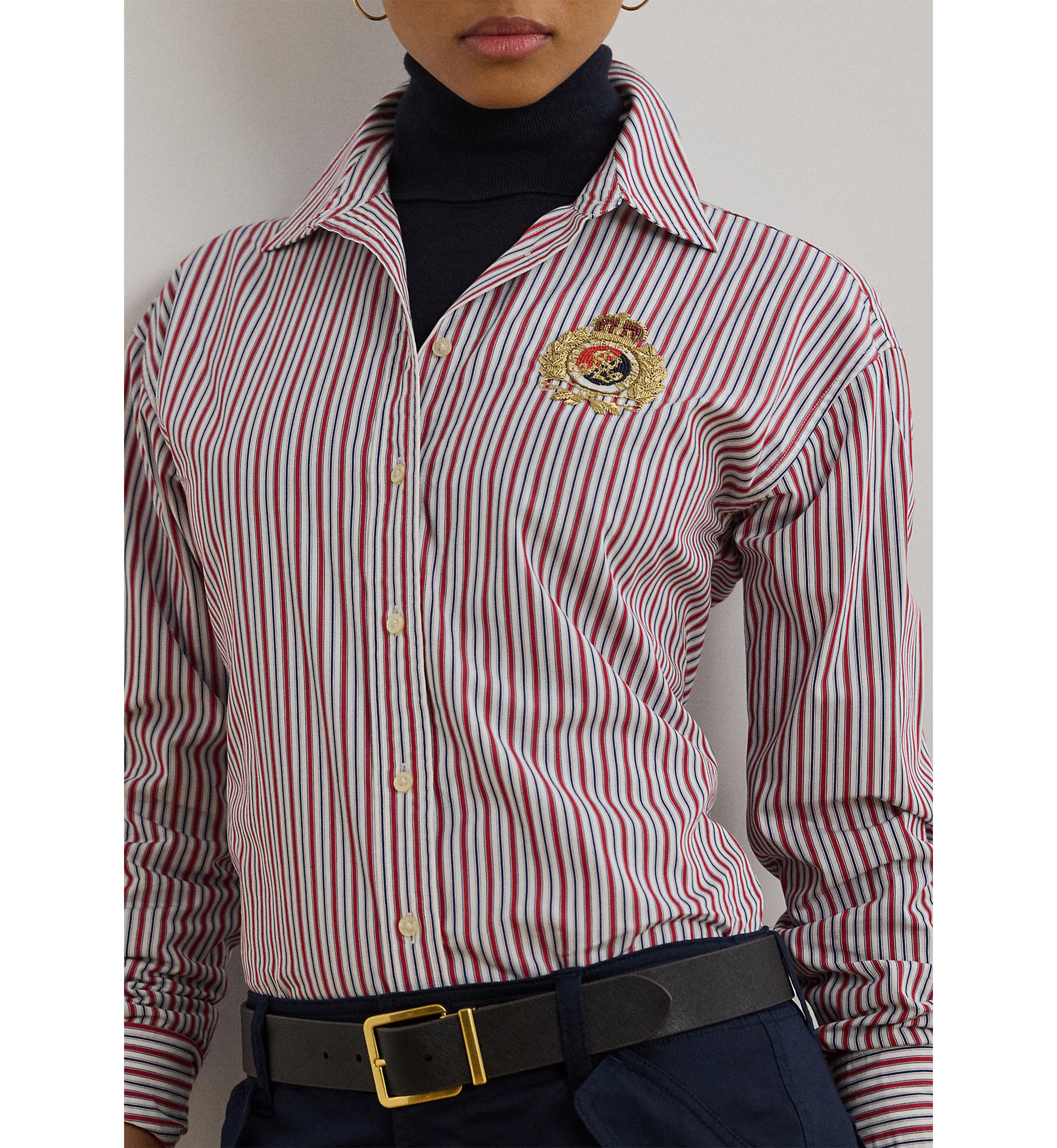 Womens Relaxed Fit Striped Broadcloth Shirt