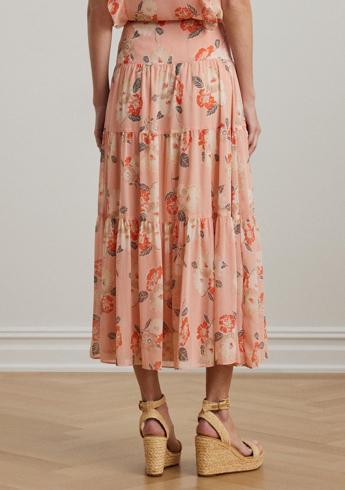 Floral Crinkle Georgette Tiered Skirt