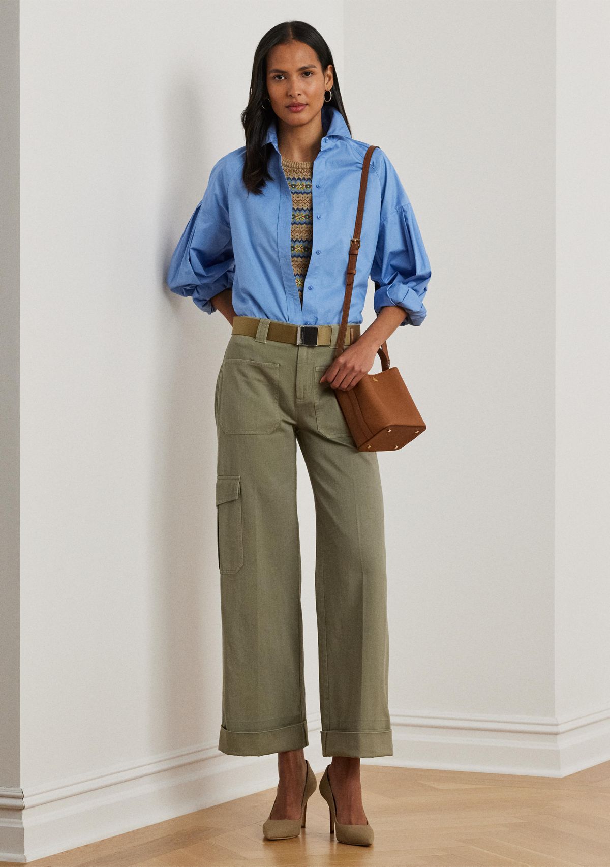 Womens Fair Isle Short-Sleeve Sweater