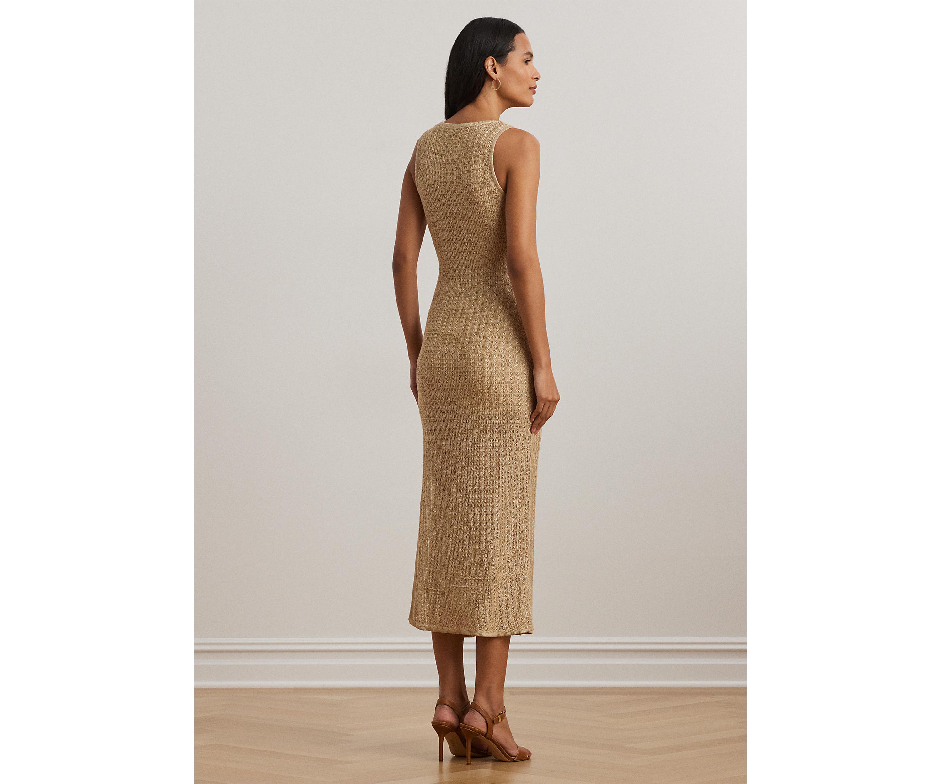 Pointelle Knit Sleeveless Sweater Dress