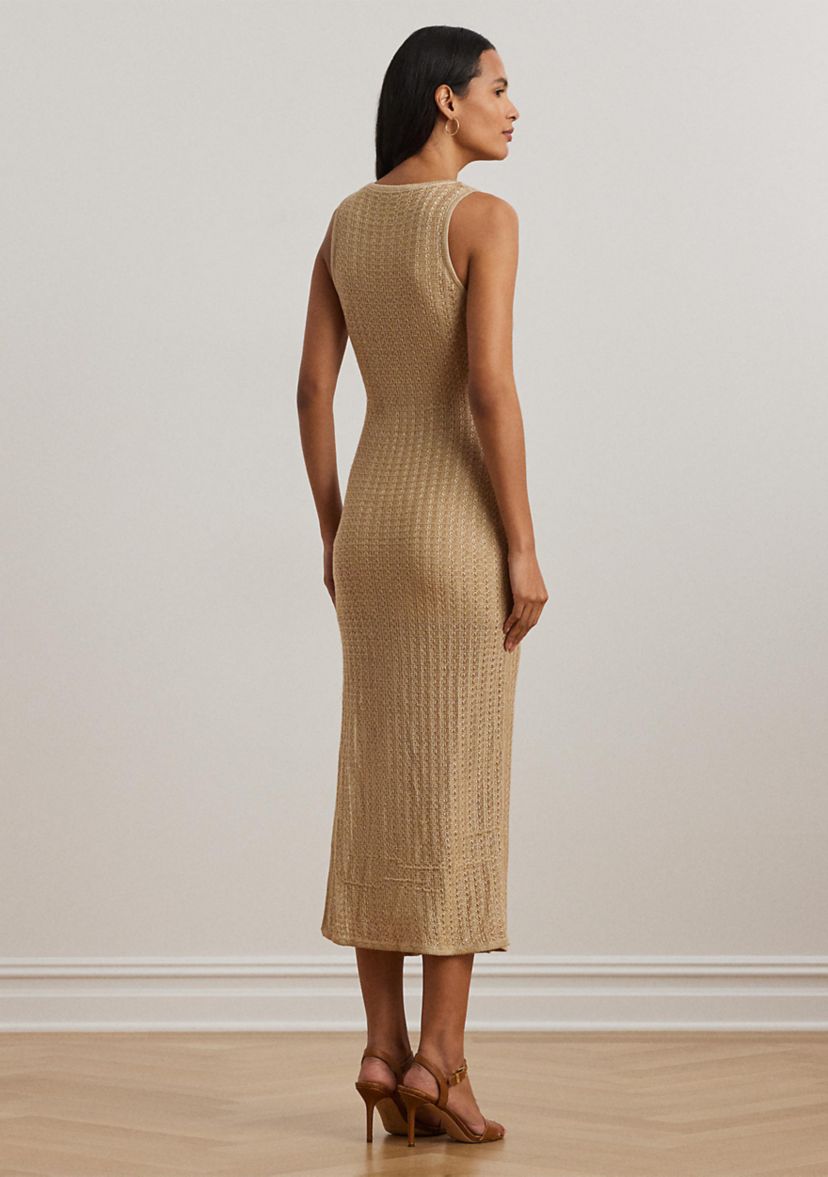 Pointelle Knit Sleeveless Sweater Dress