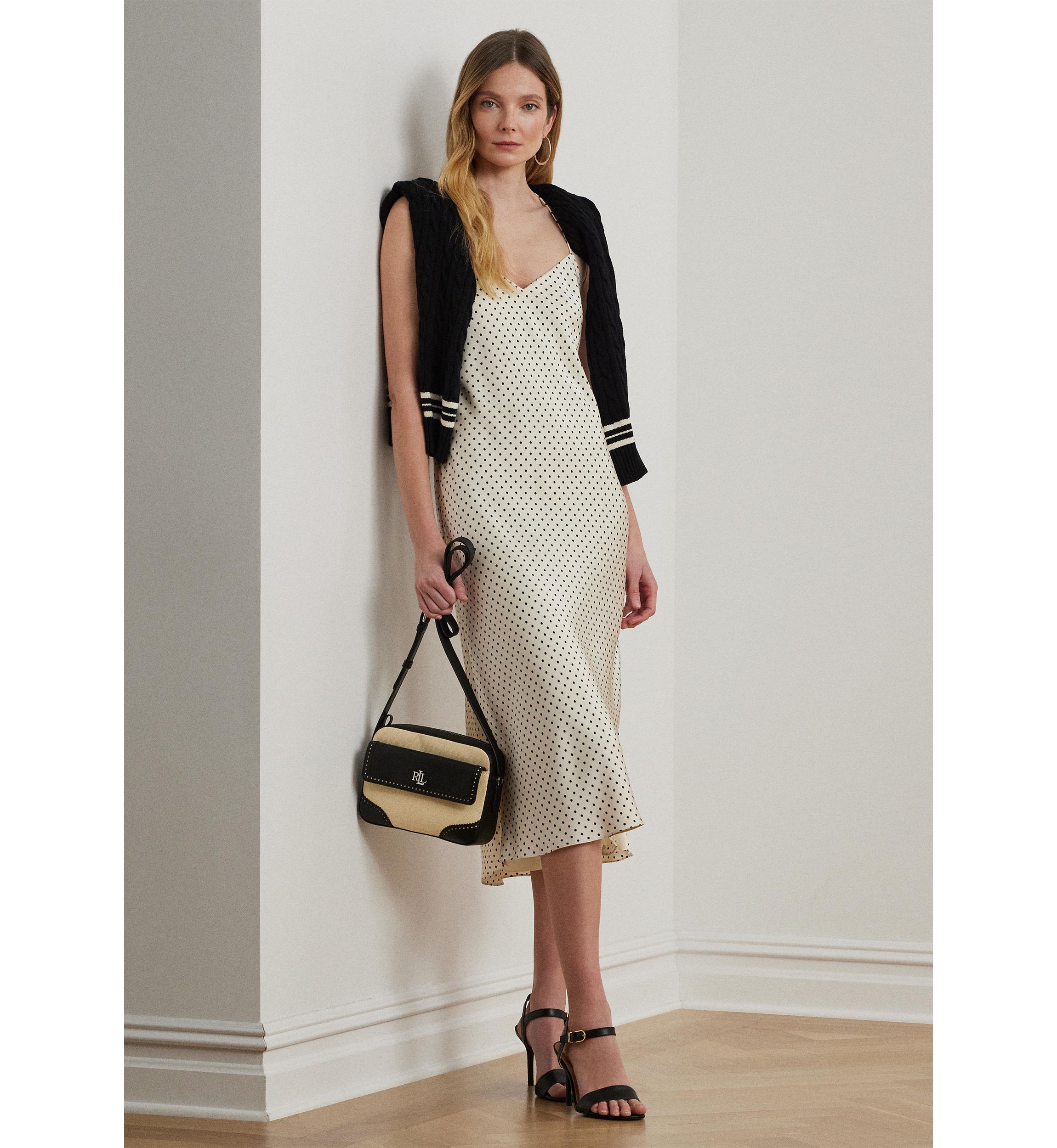 Polka Dot Satin Charmeuse Slip Dress