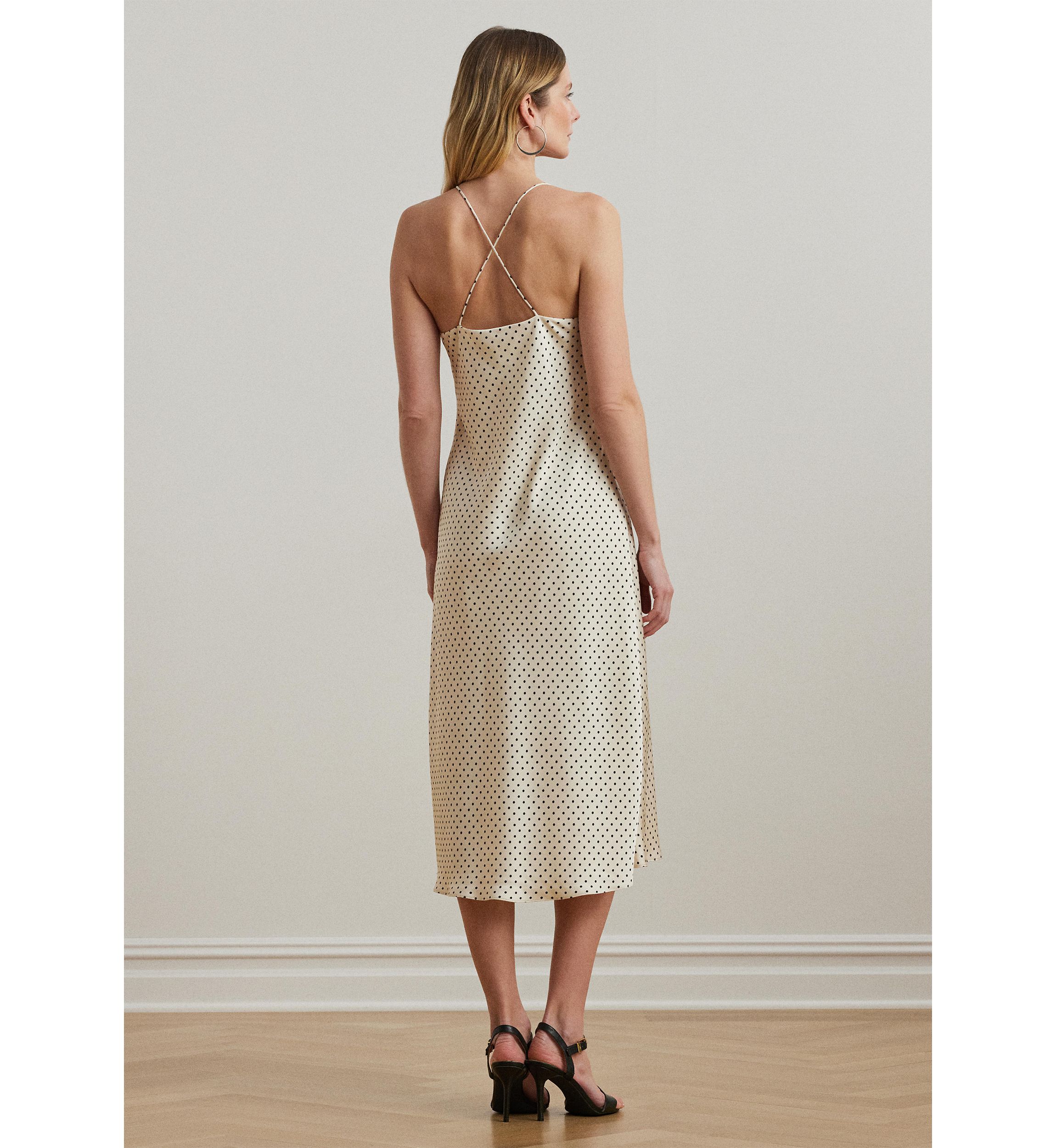 Polka Dot Satin Charmeuse Slip Dress
