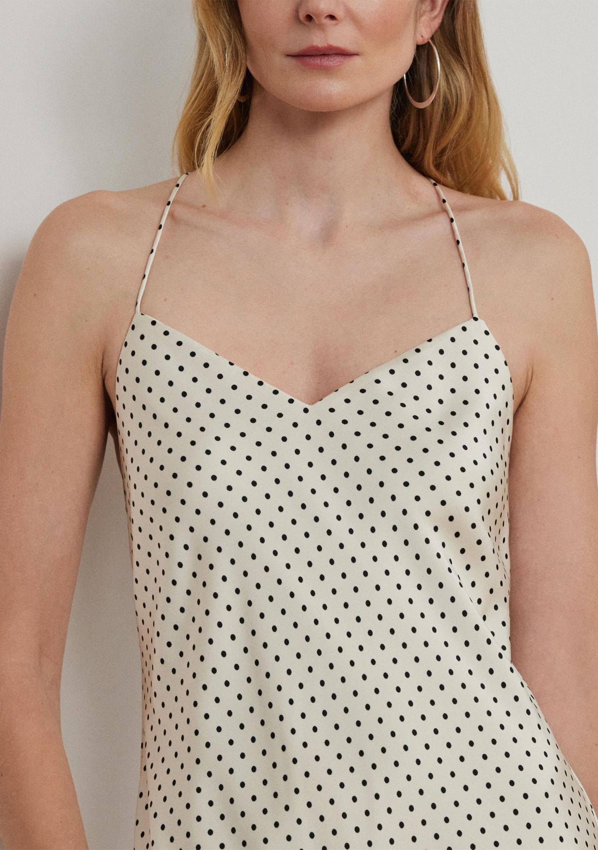 Polka Dot Satin Charmeuse Slip Dress