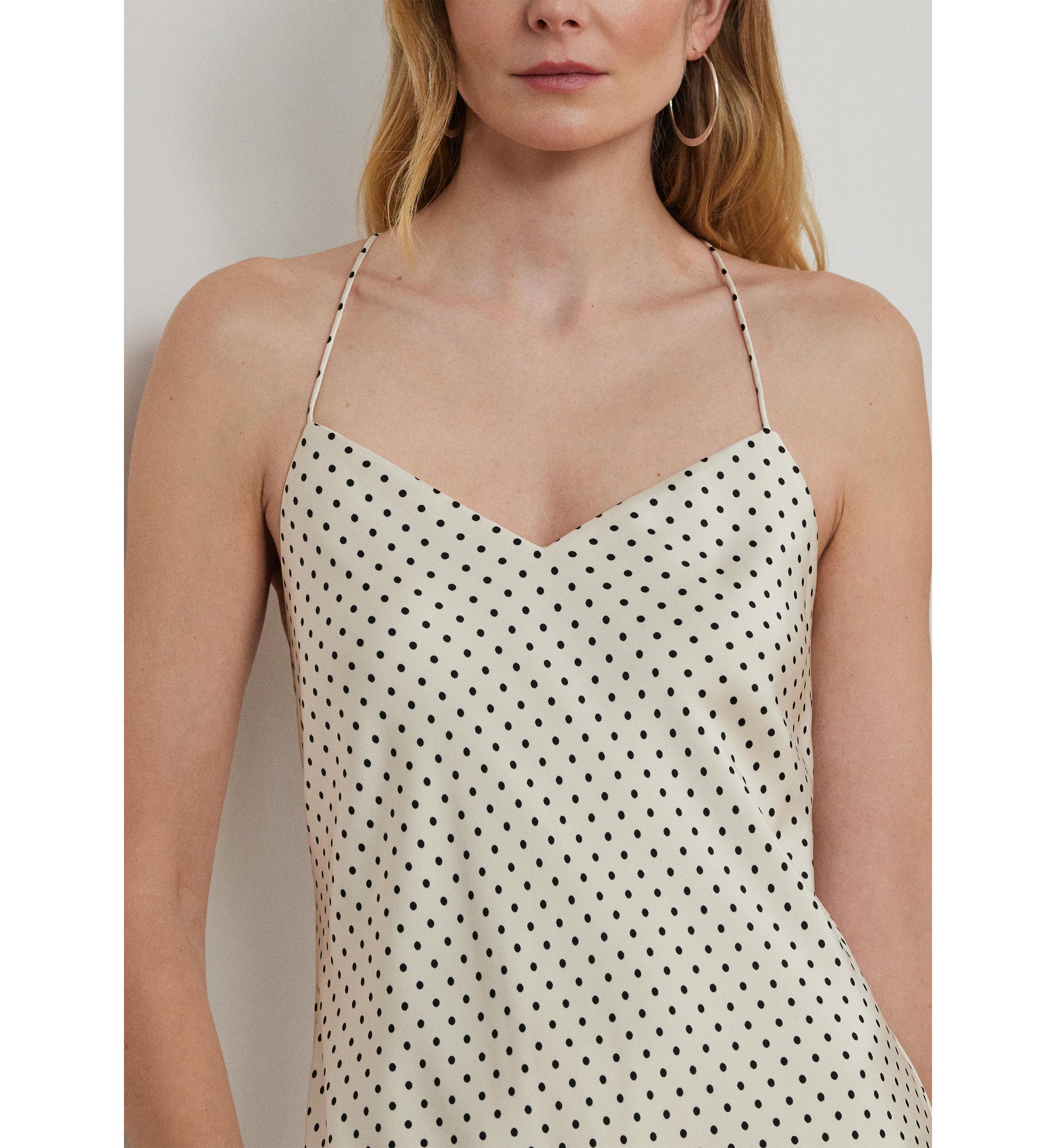 Polka Dot Satin Charmeuse Slip Dress