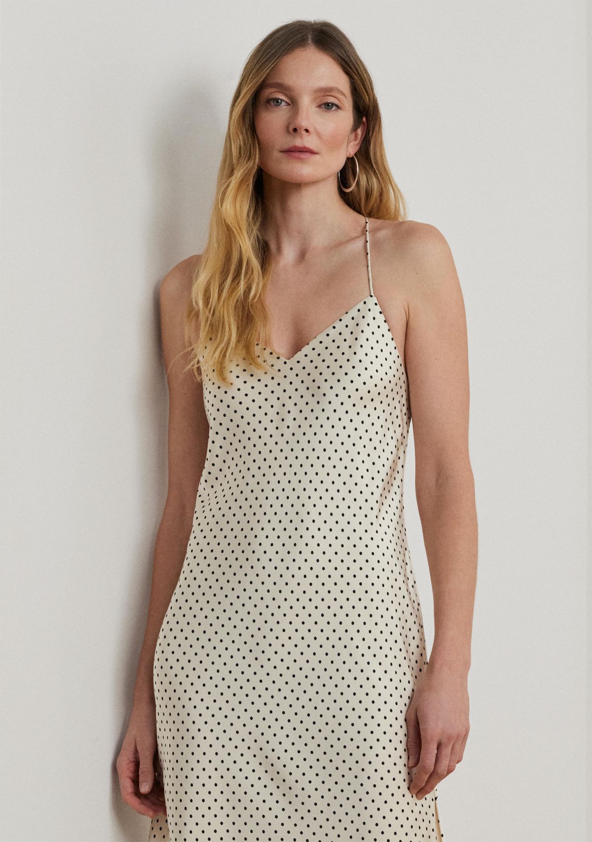 Polka Dot Satin Charmeuse Slip Dress
