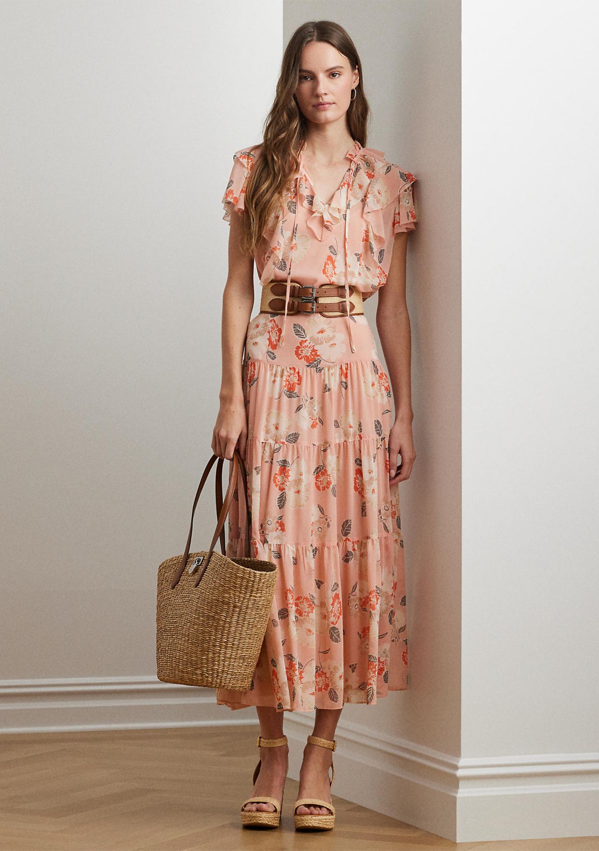 Floral Ruffle Trim Georgette Blouse