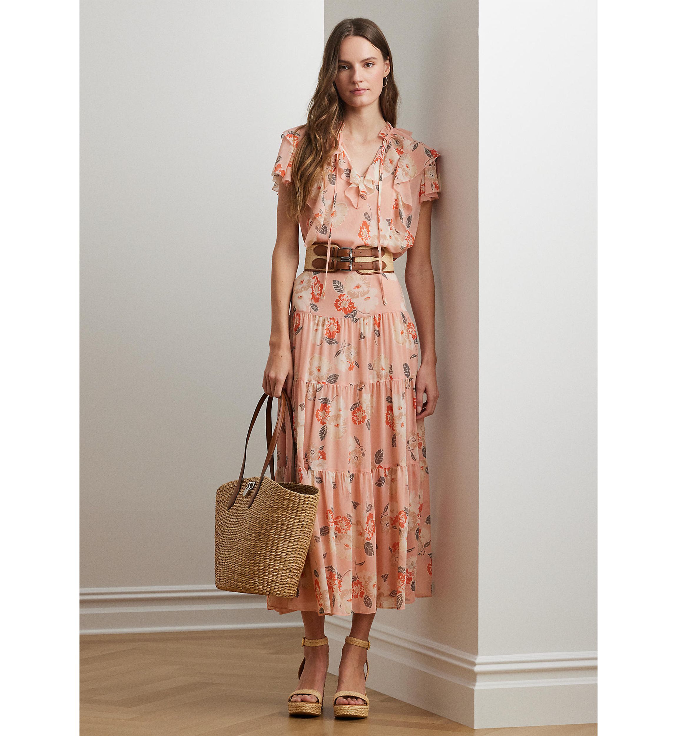 Floral Ruffle Trim Georgette Blouse
