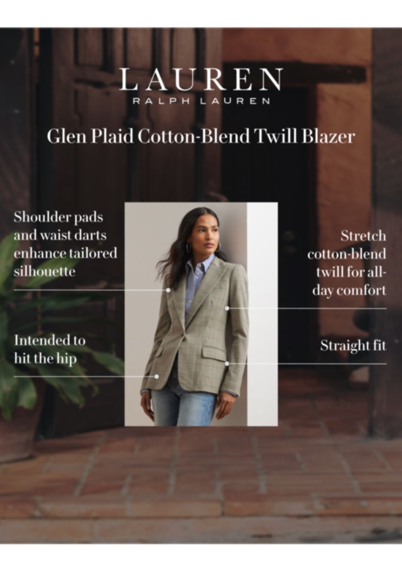 Womens Glen Plaid Cotton-Blend Twill Blazer