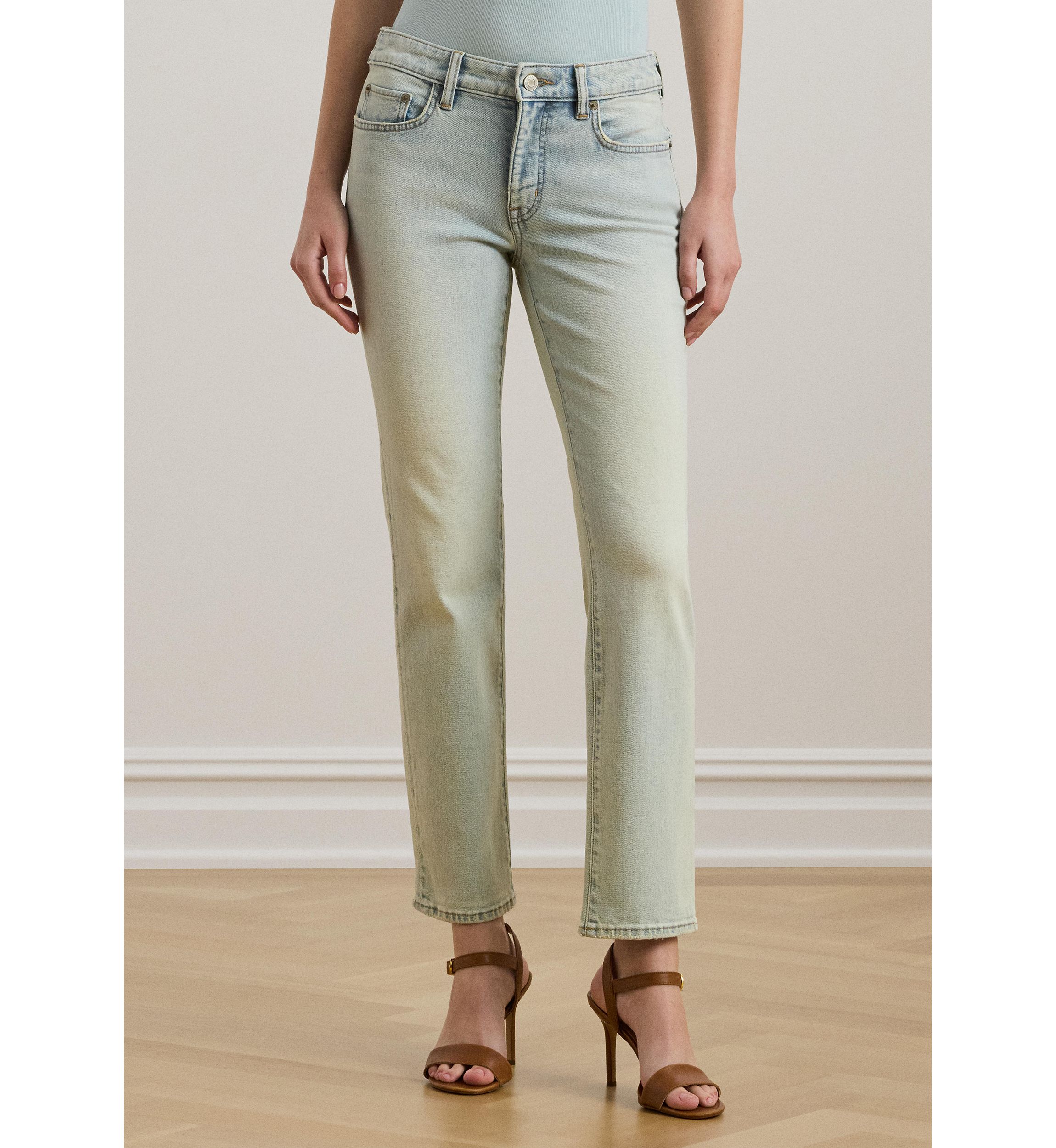 Womens Mid-Rise Straight Ankle Jeans