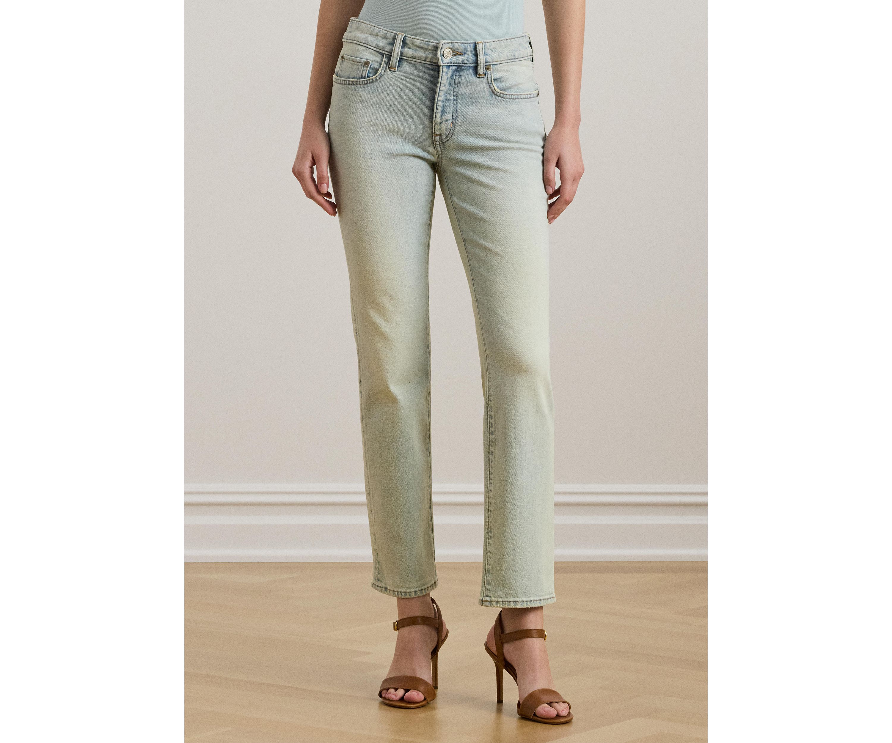 Womens Mid-Rise Straight Ankle Jeans