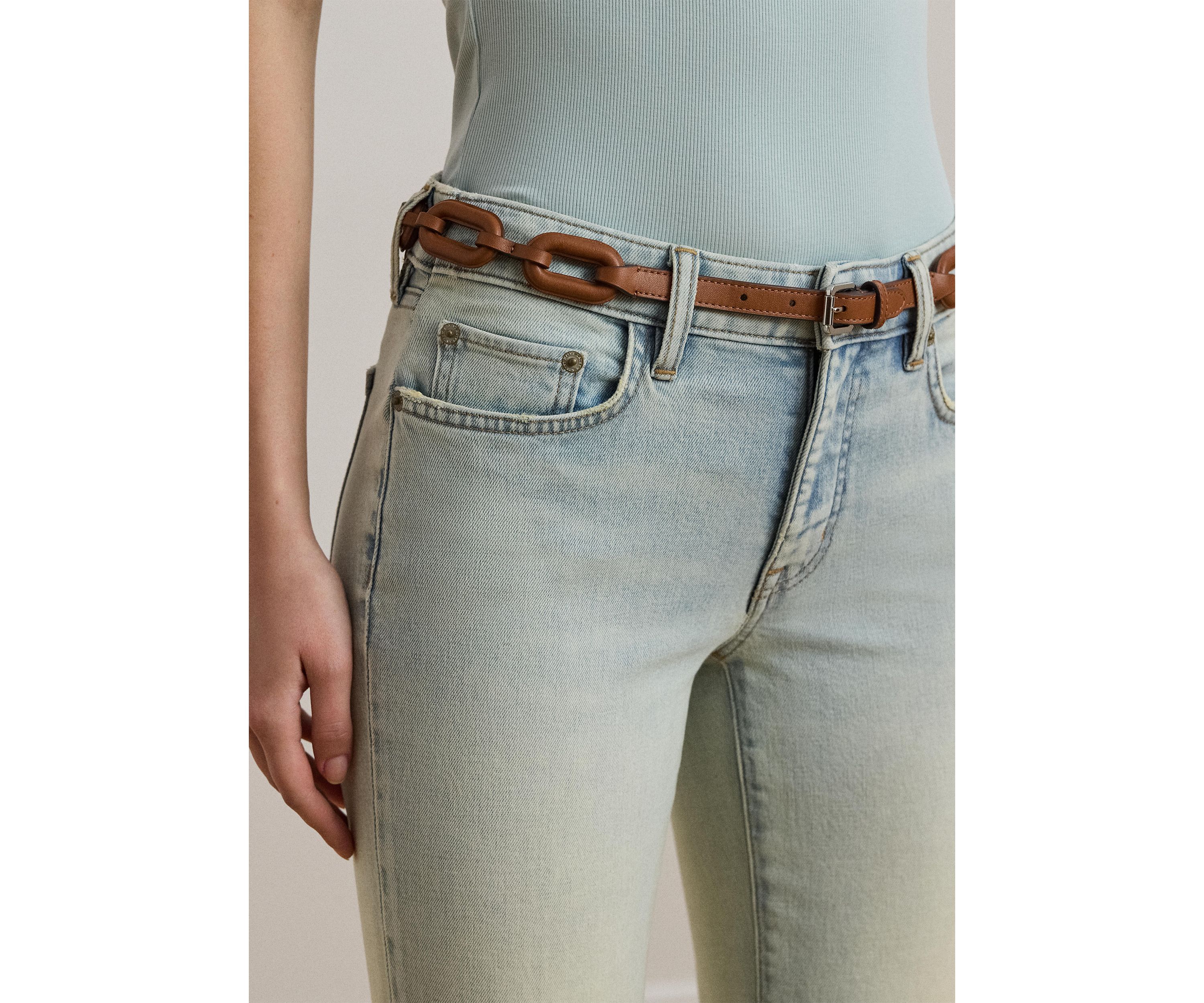 Womens Mid-Rise Straight Ankle Jeans