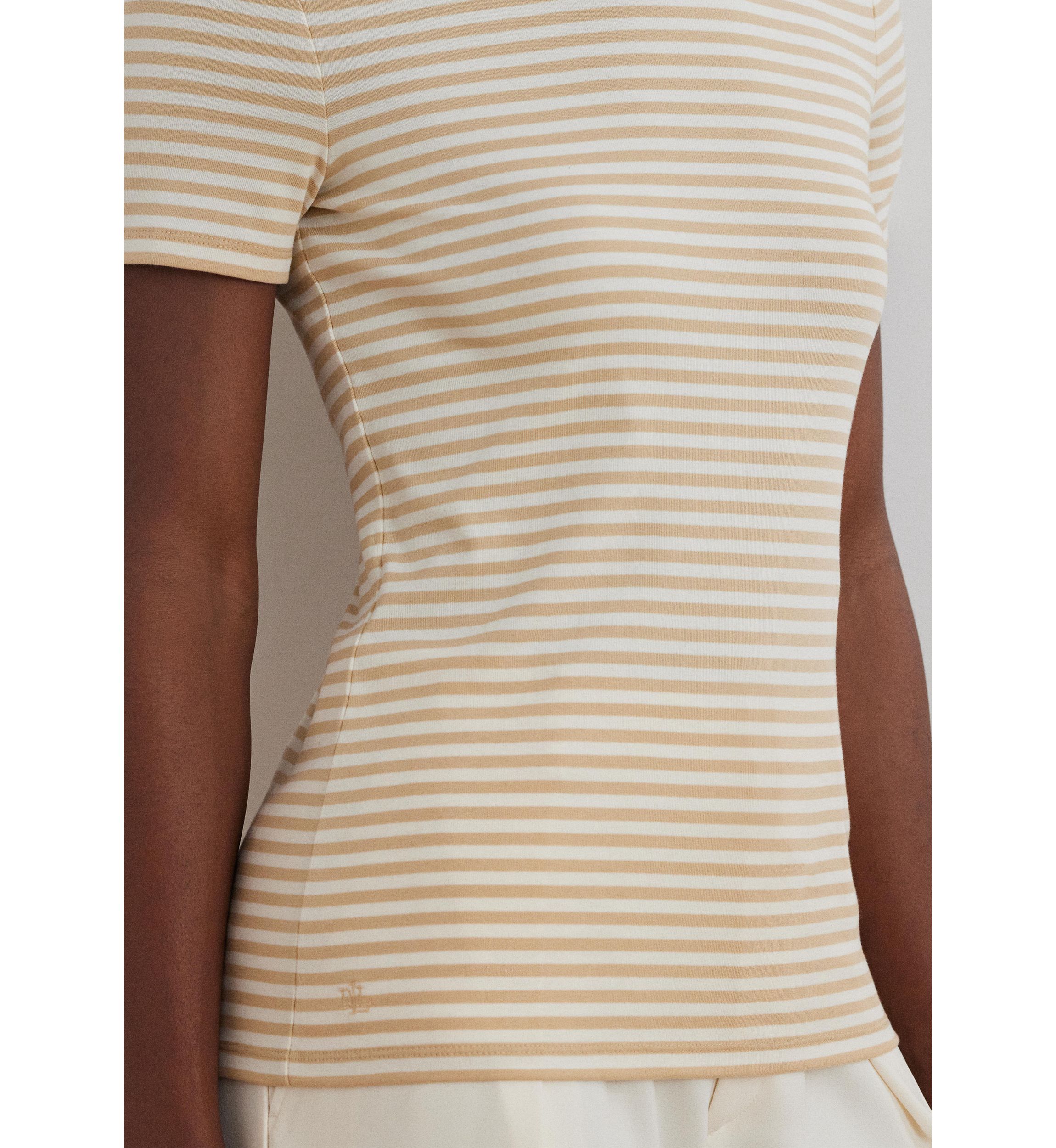 Striped Stretch Cotton Crew Neck T-Shirt