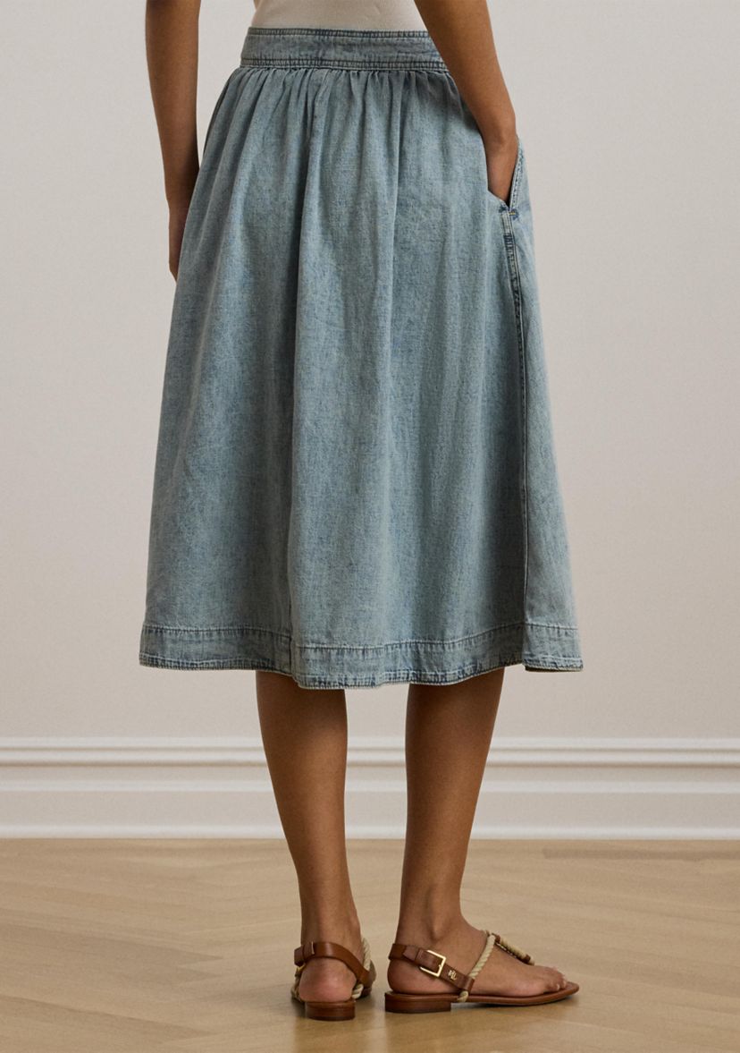 Button Front Denim Skirt
