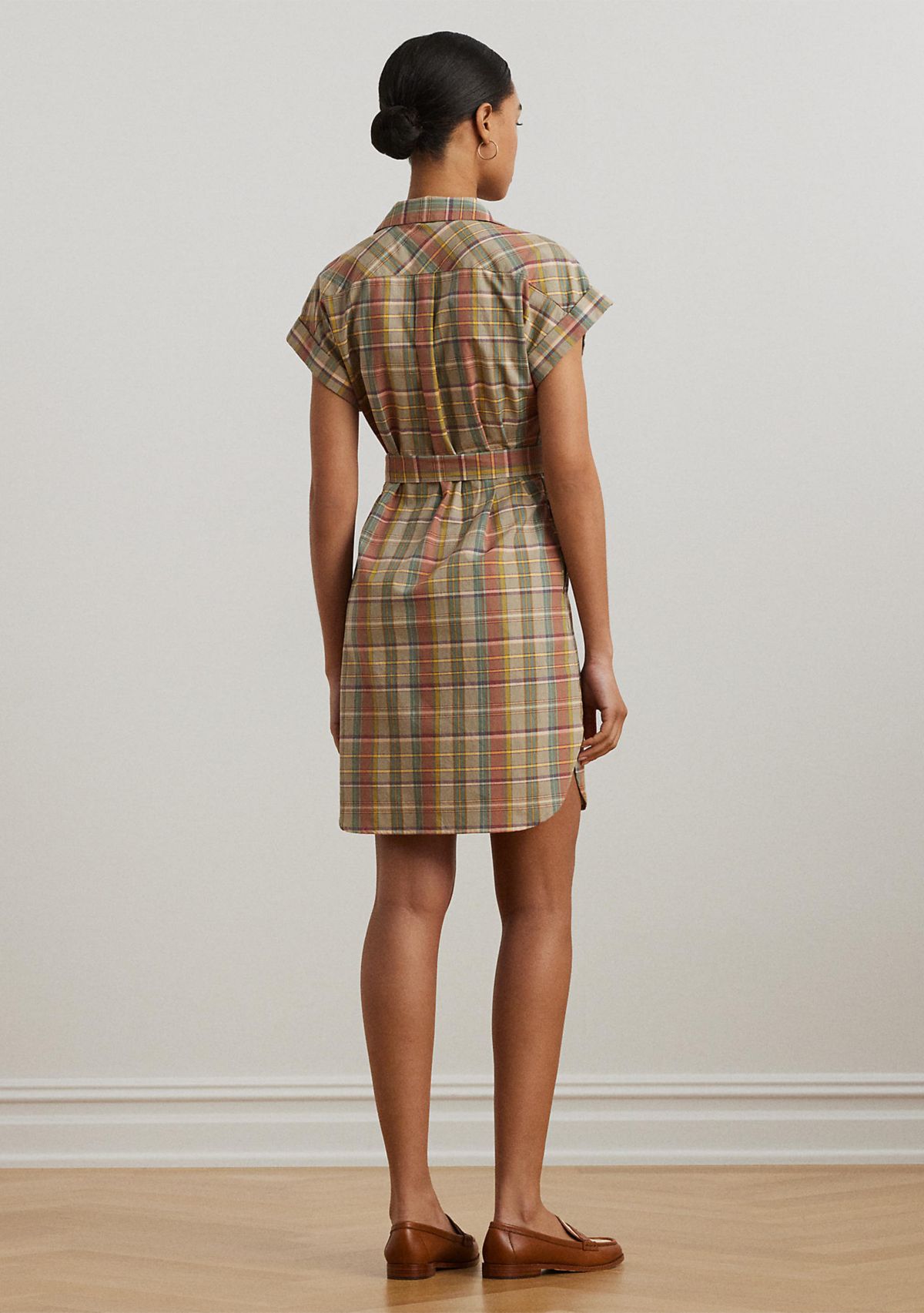 Belted Cotton Madras Shirtdress