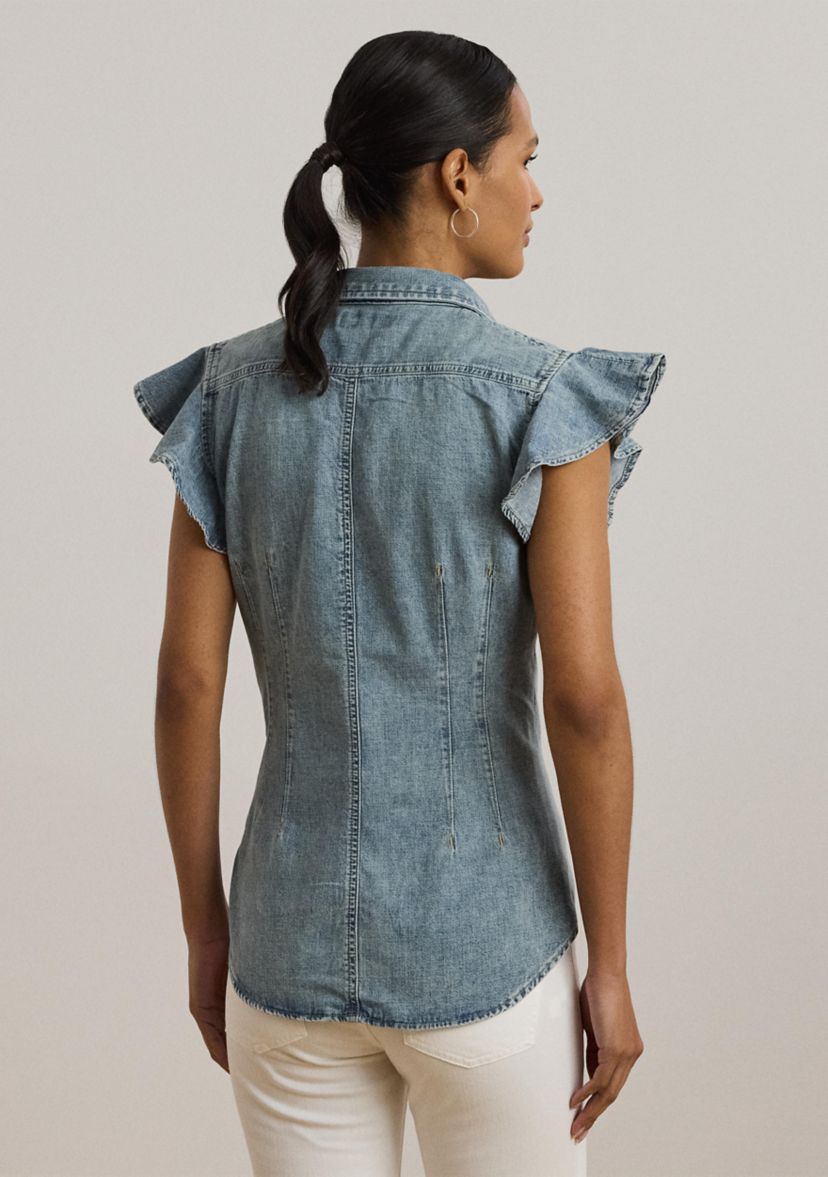Denim Flutter Sleeve Shirt