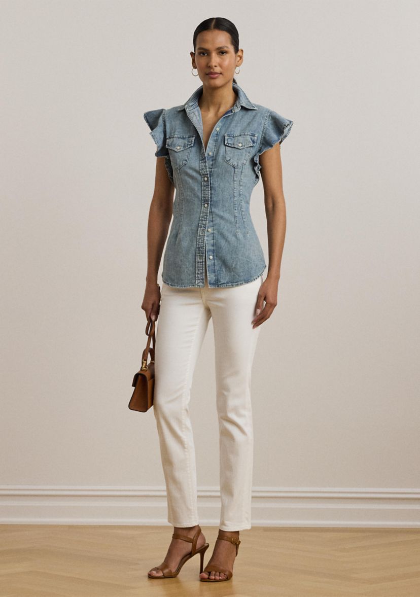 Denim Flutter Sleeve Shirt