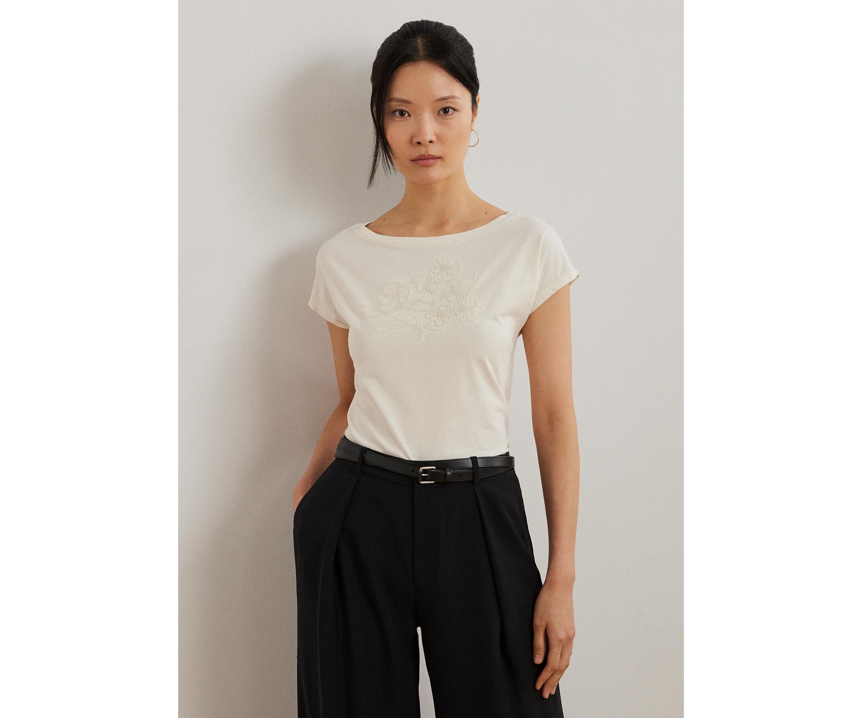 Womens Embroidered Jersey T-Shirt