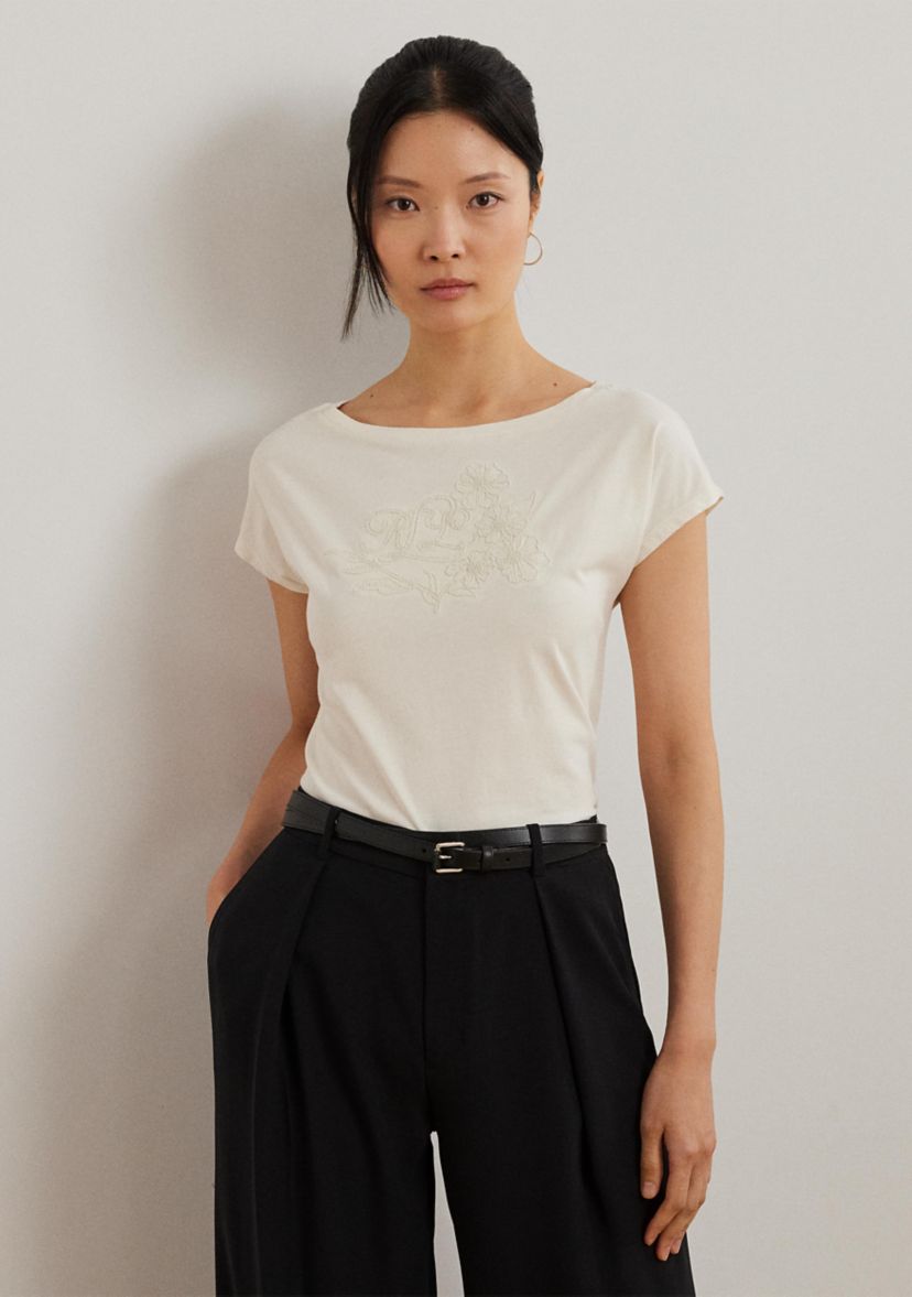 Womens Embroidered Jersey T-Shirt