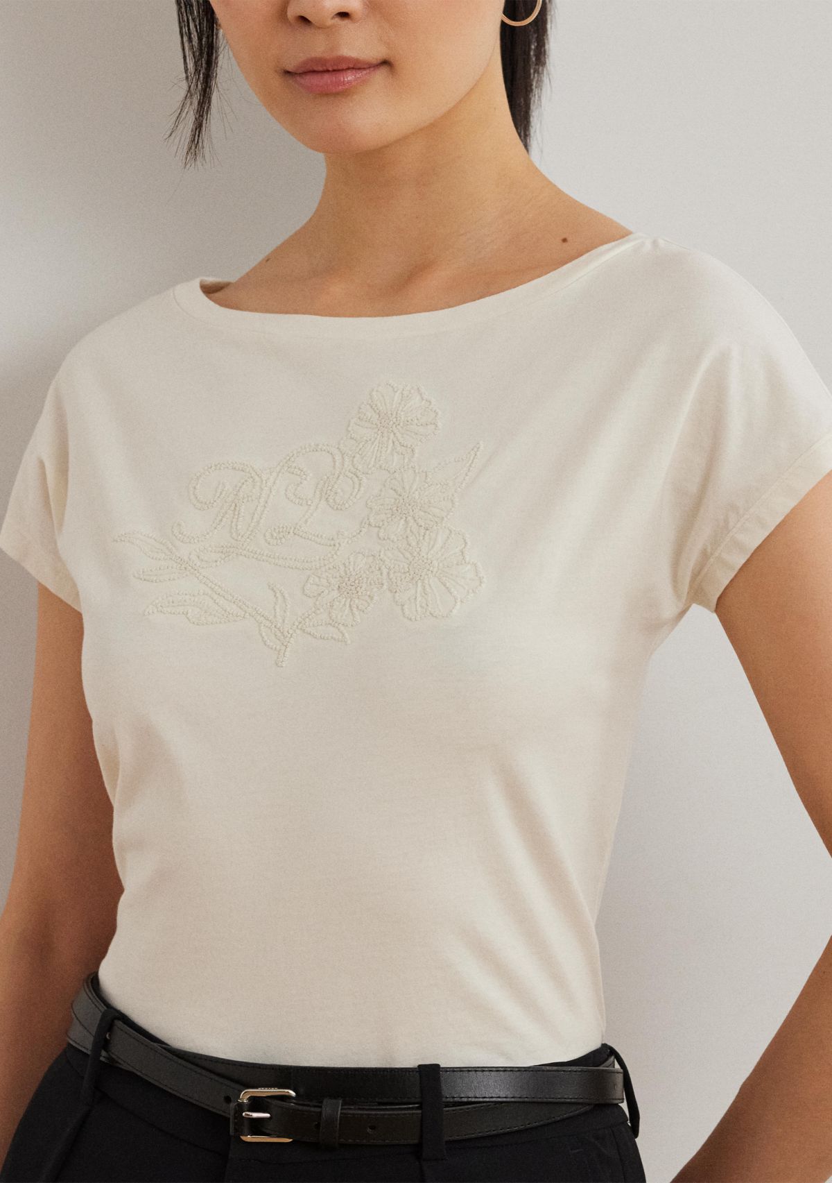 Womens Embroidered Jersey T-Shirt