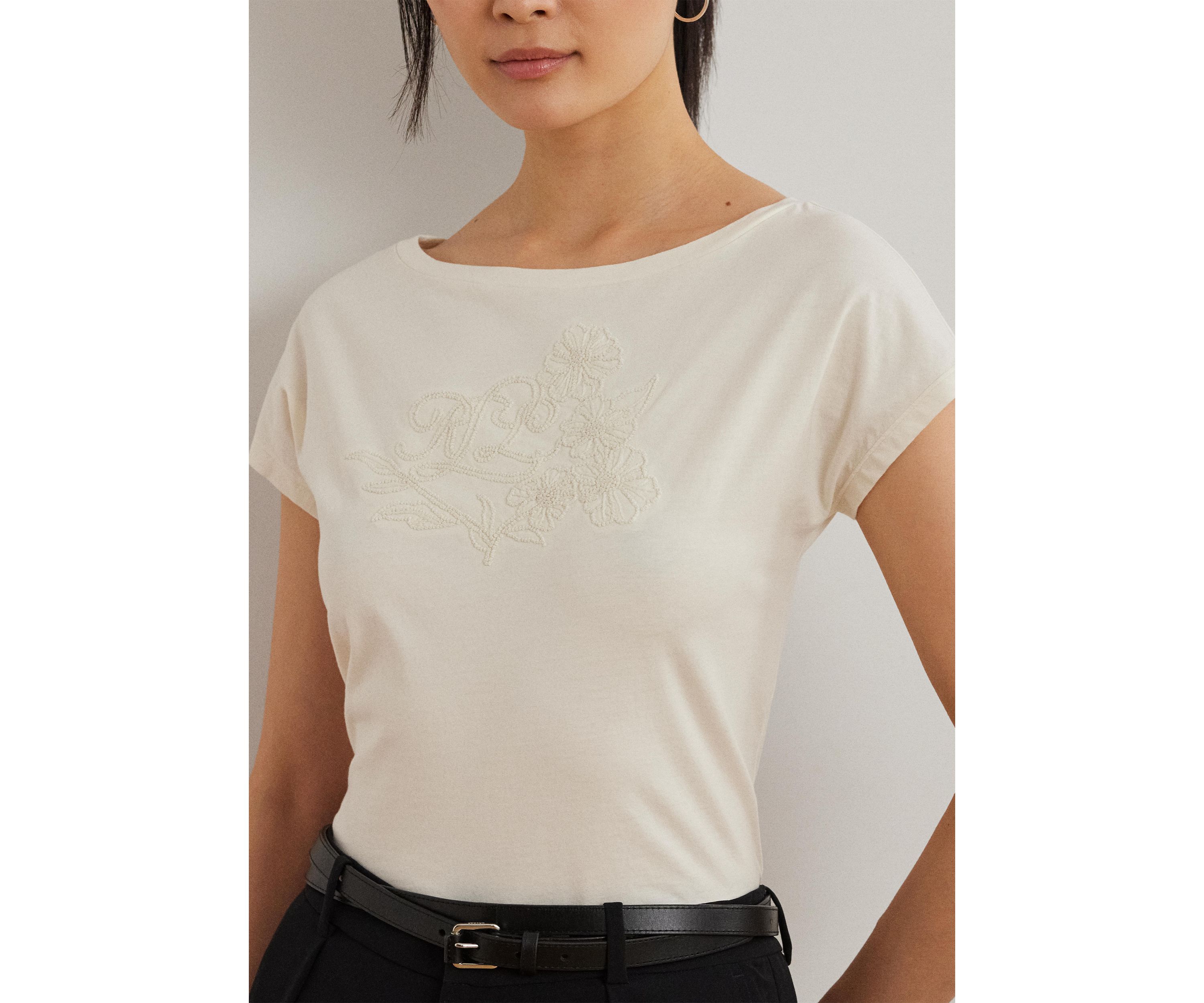 Womens Embroidered Jersey T-Shirt