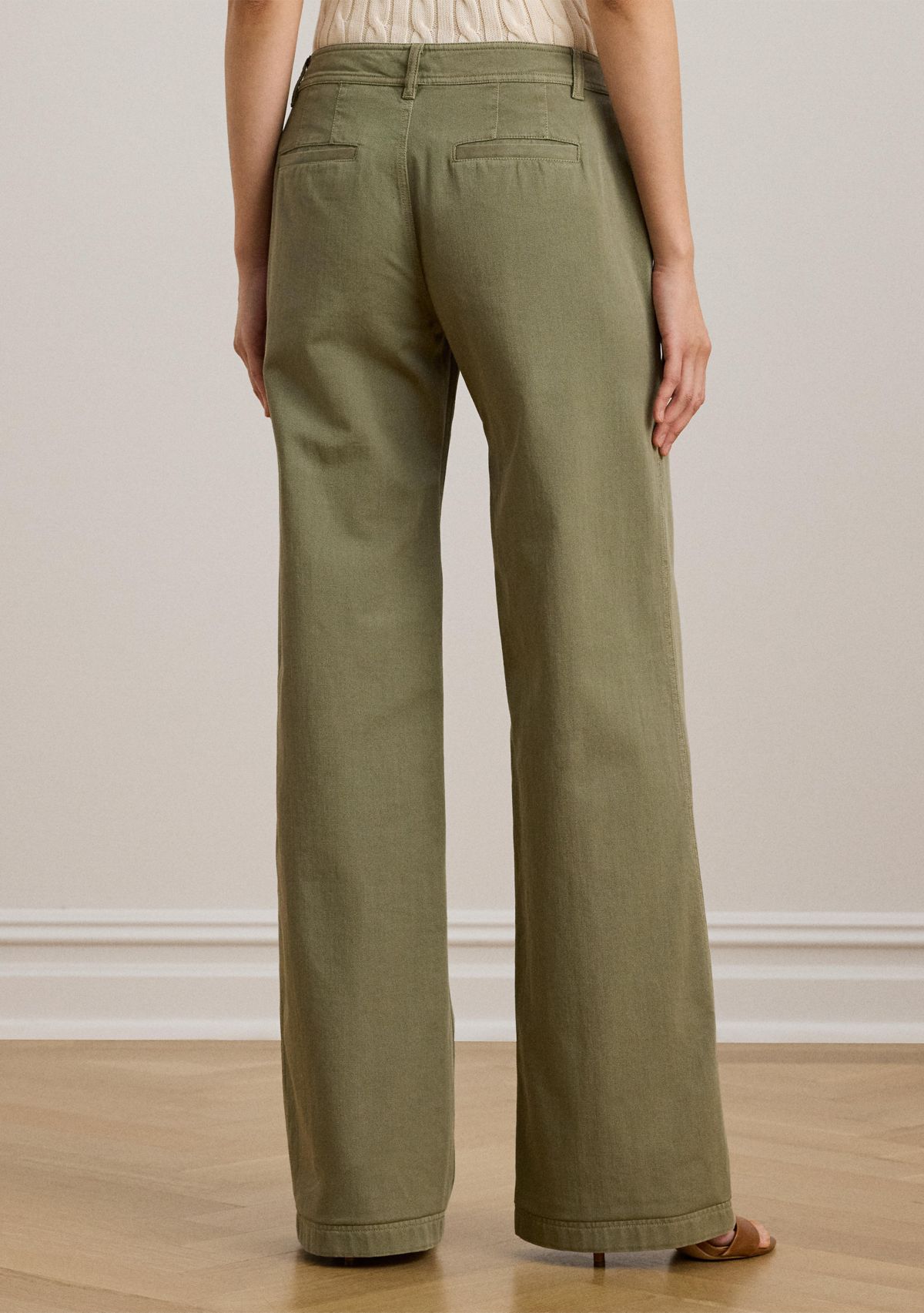 Womens Cotton Twill Wide-Leg Pants