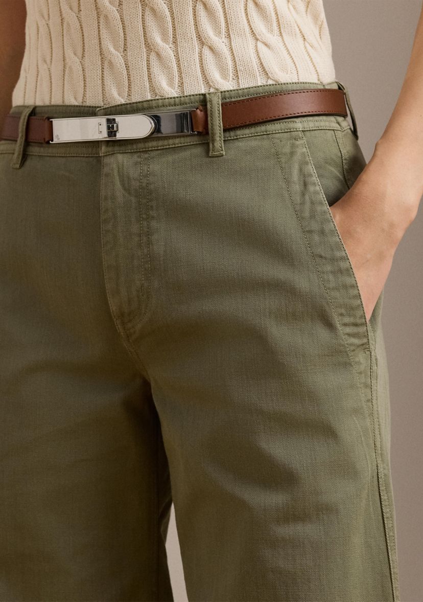 Womens Cotton Twill Wide-Leg Pants