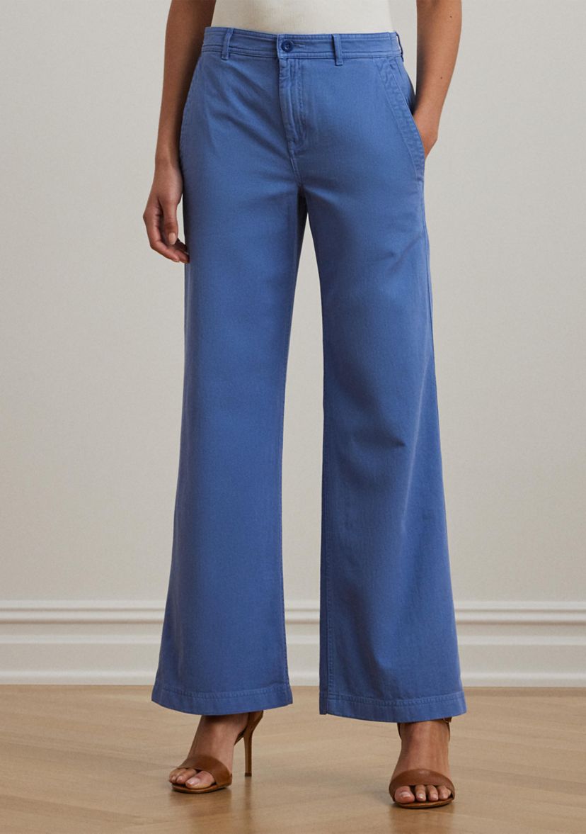 Womens Cotton Twill Wide-Leg Pants