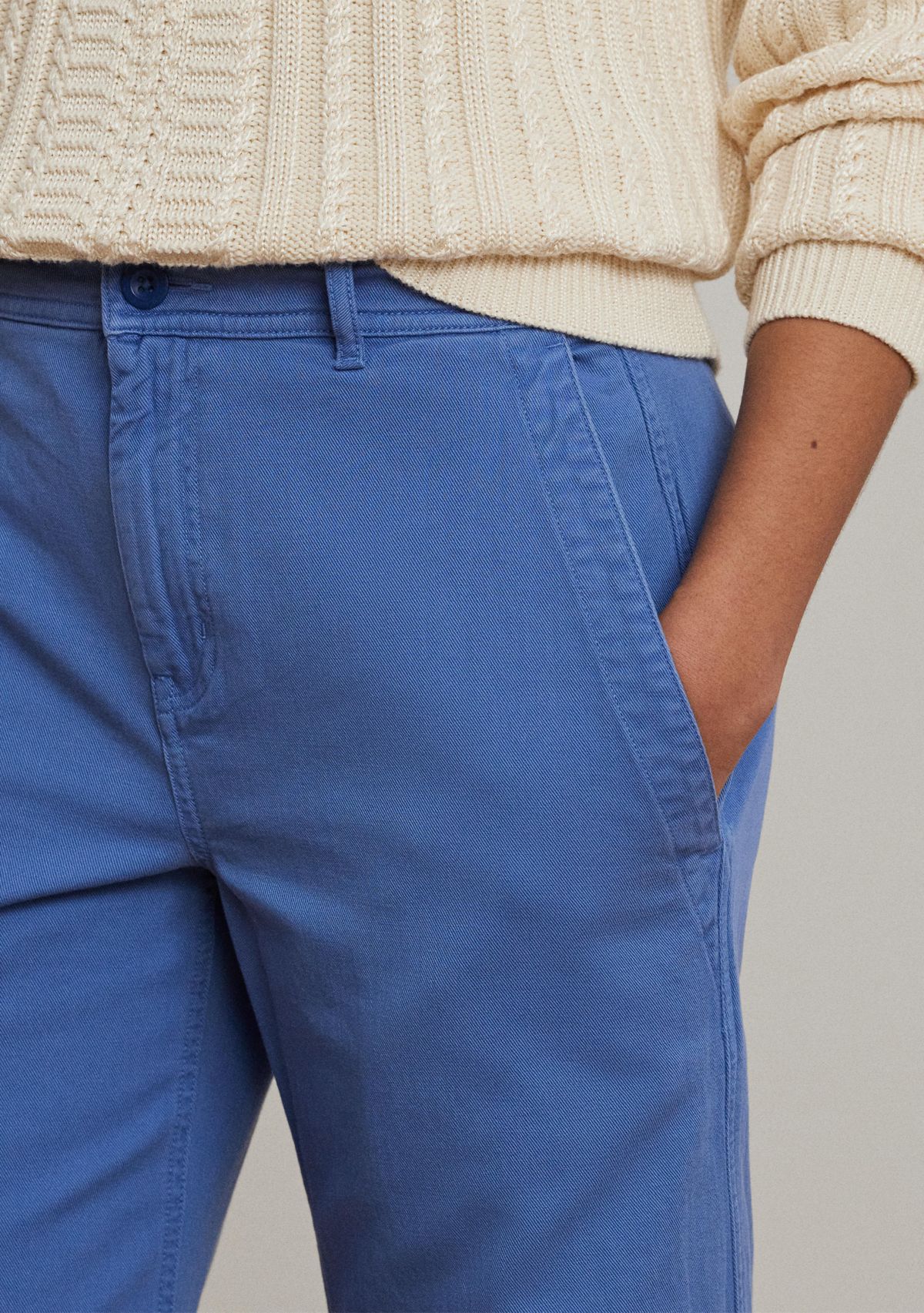 Womens Cotton Twill Wide-Leg Pants