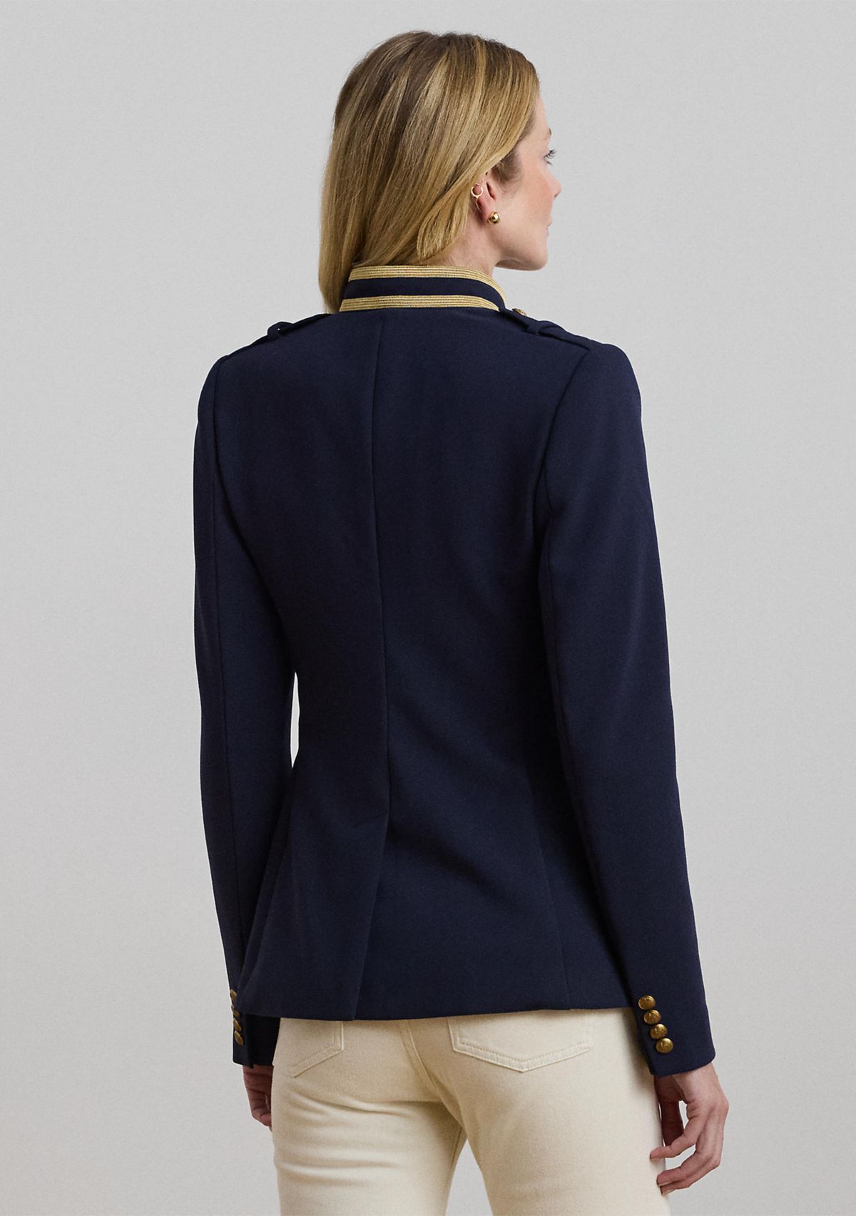 Womens Metallic-Trim Twill Jacket